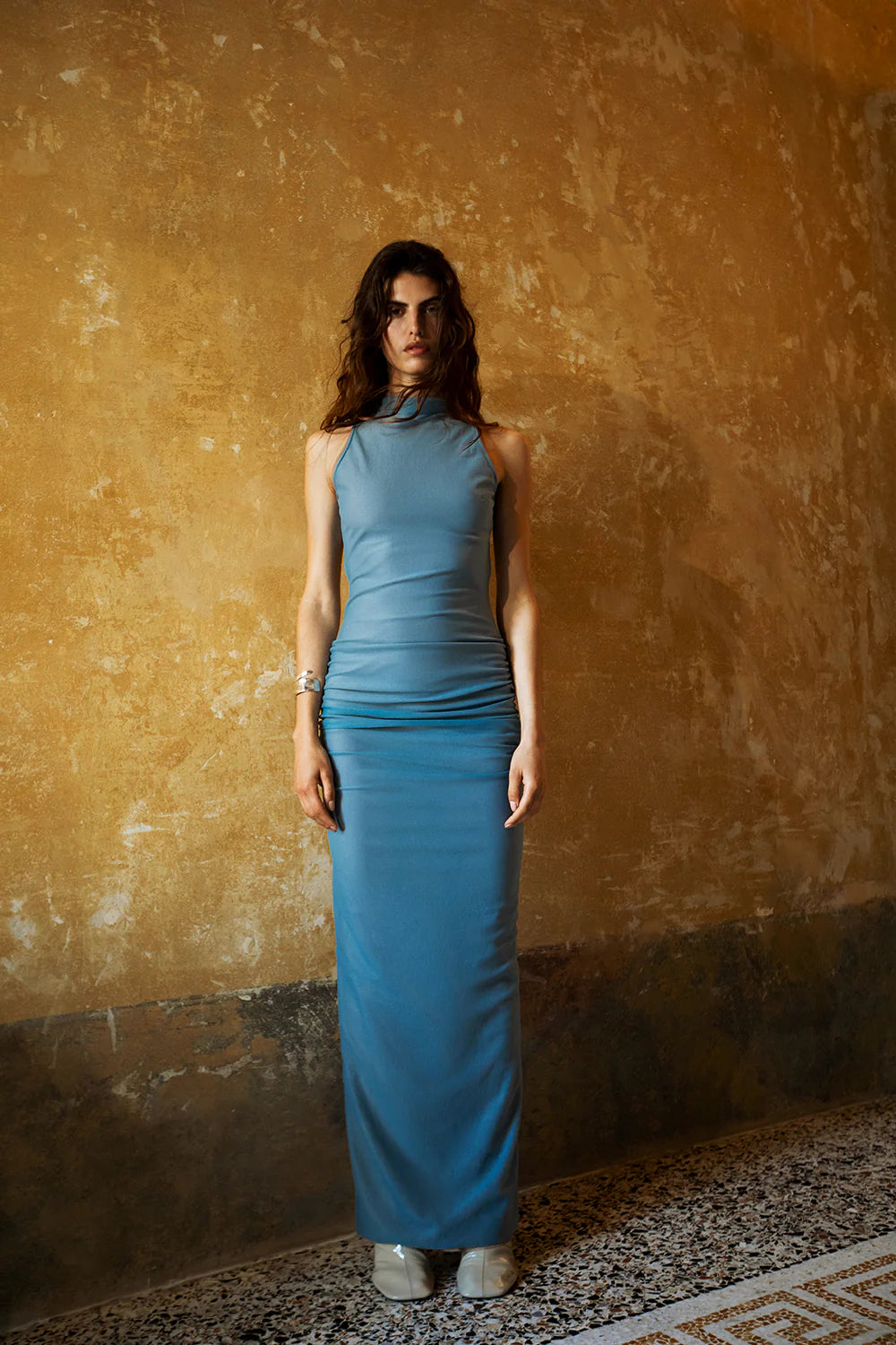 Ruby Open Back Gown - Aqua