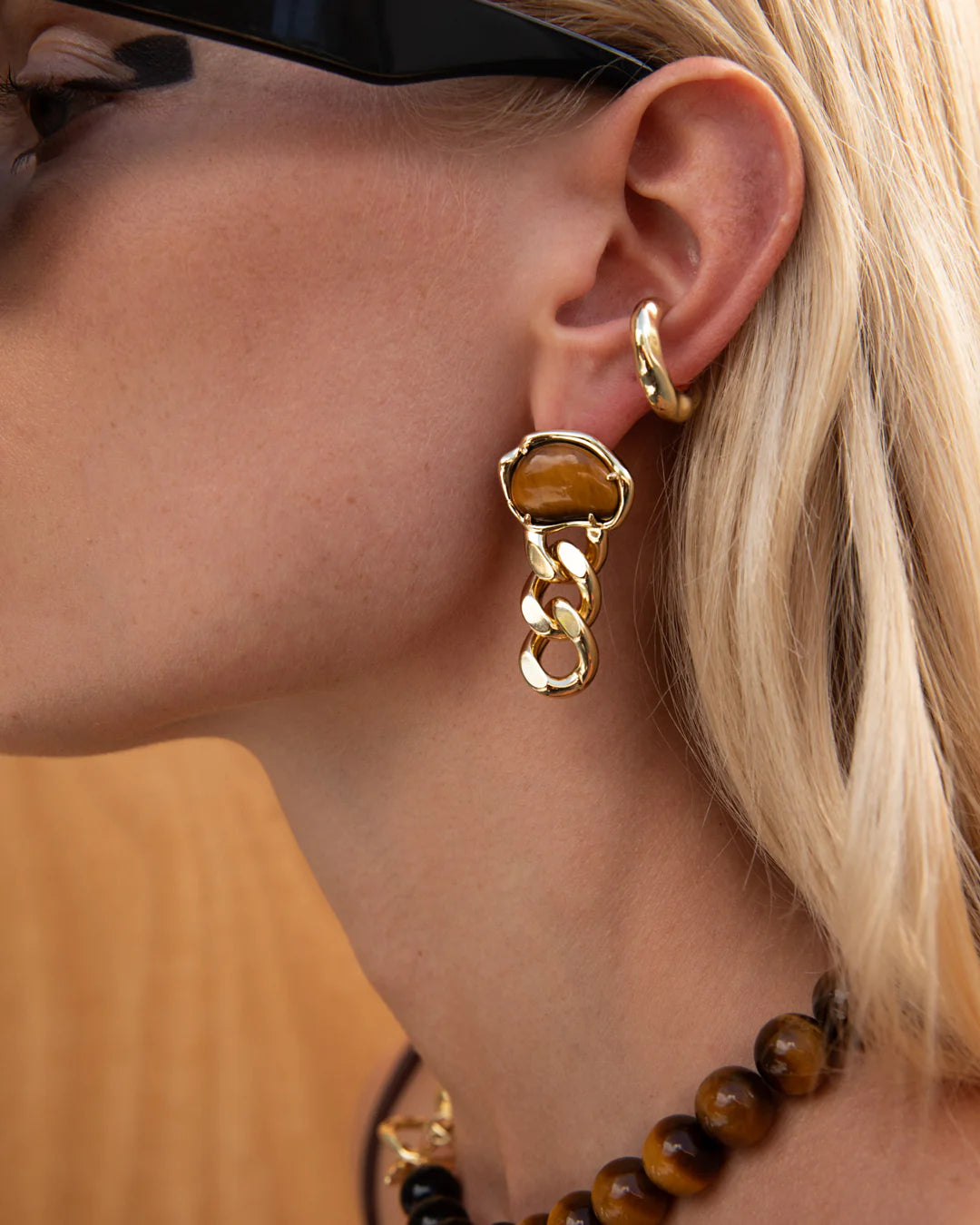 Bean Statement Chain Earrings