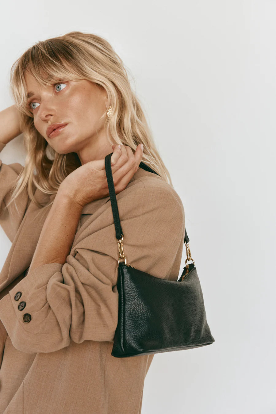 Ashley Black Leather Cross Body Bag