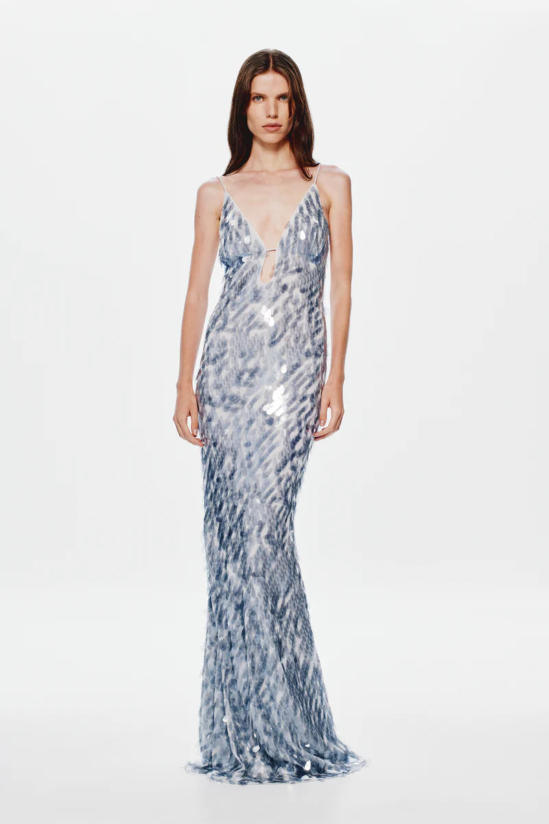 The Sapphire Sequin Maxi Dress - Dove Grey
