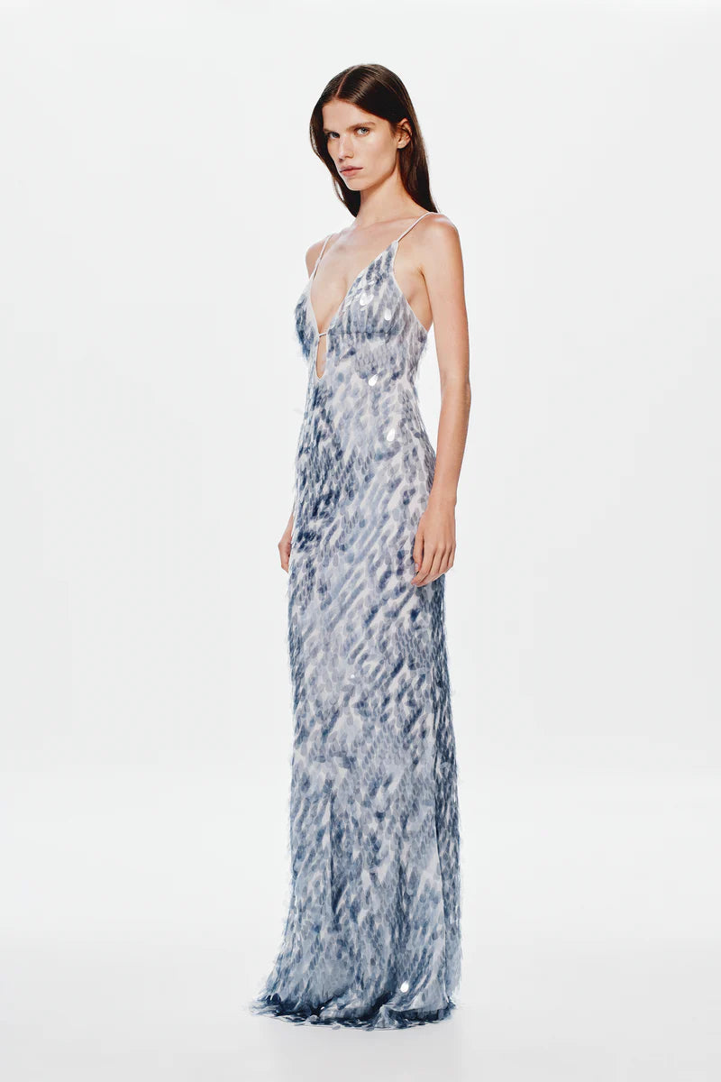 The Sapphire Sequin Maxi Dress - Dove Grey