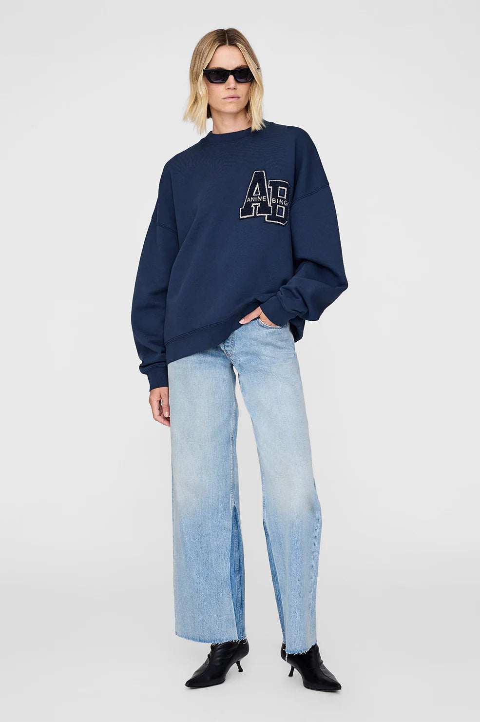 Miles Oversized Sweatshirt Letterman - Navy
