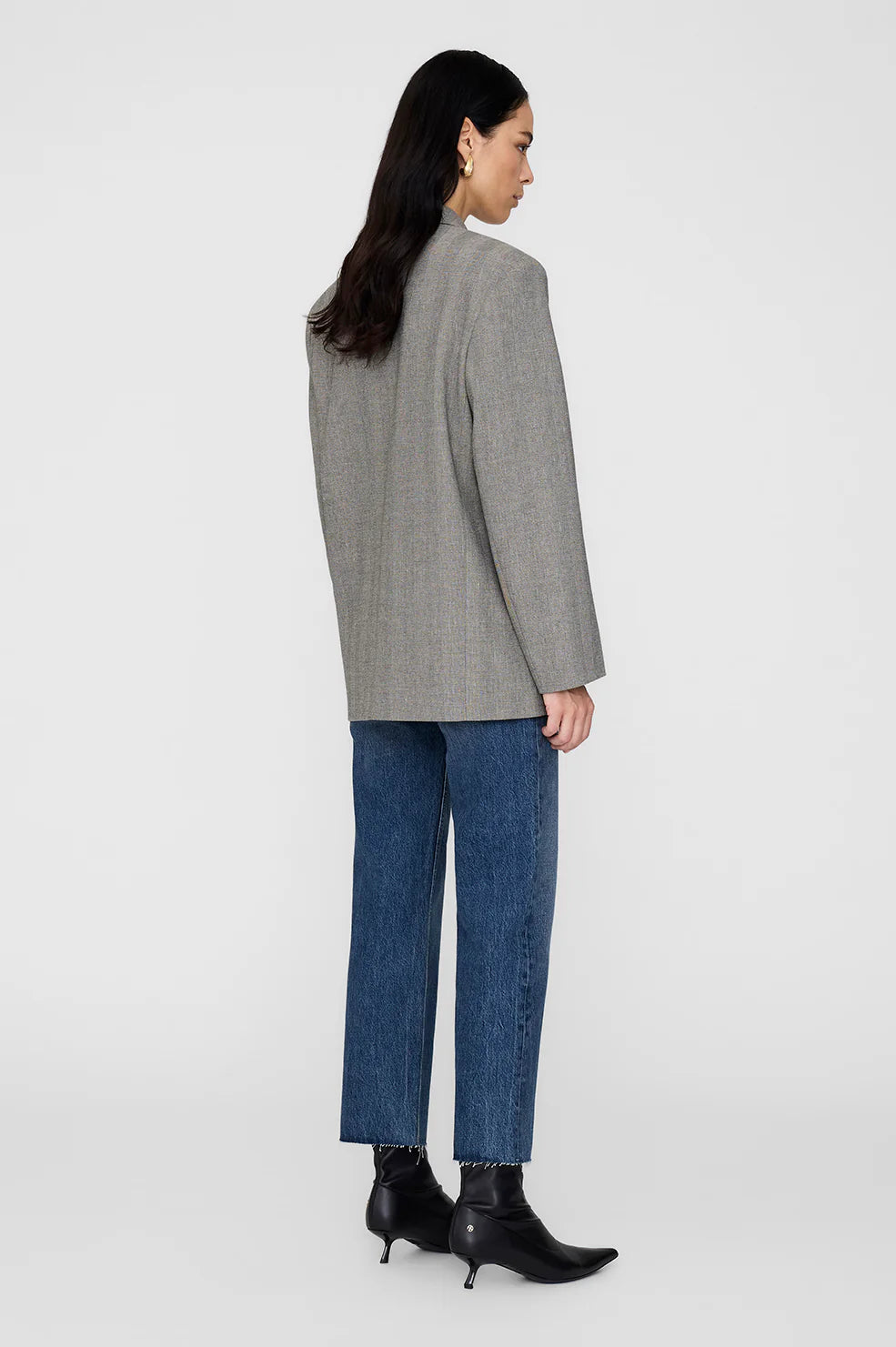 Quinn Blazer - Ivory and Black Herringbone