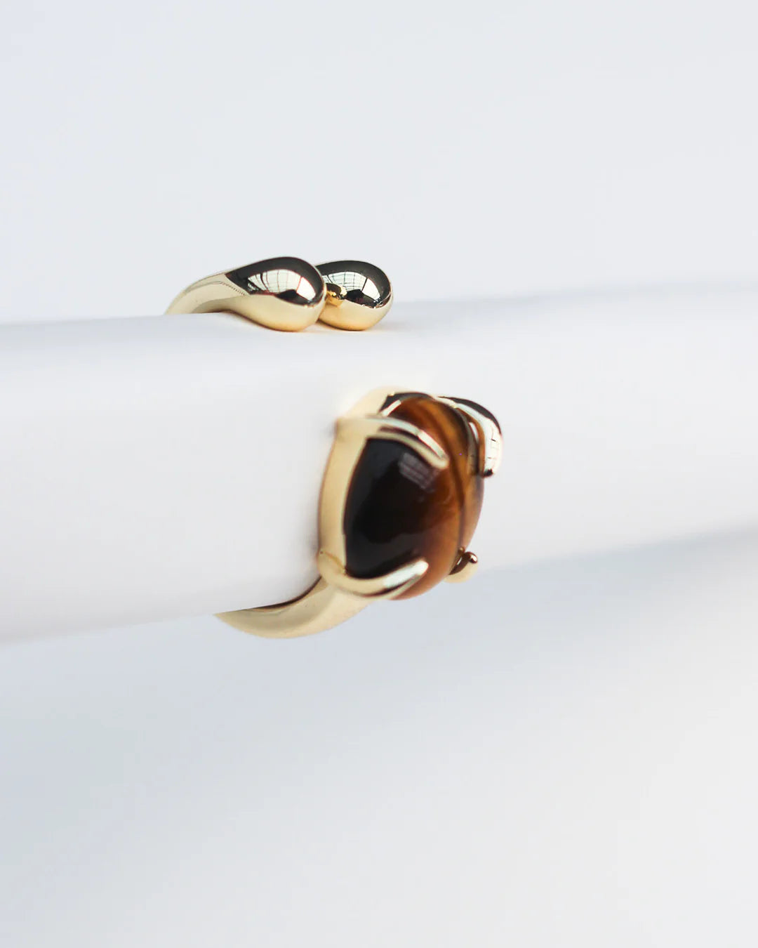 Accord Gemstone Ring - 18k Gold Plating + Tiger's Eye