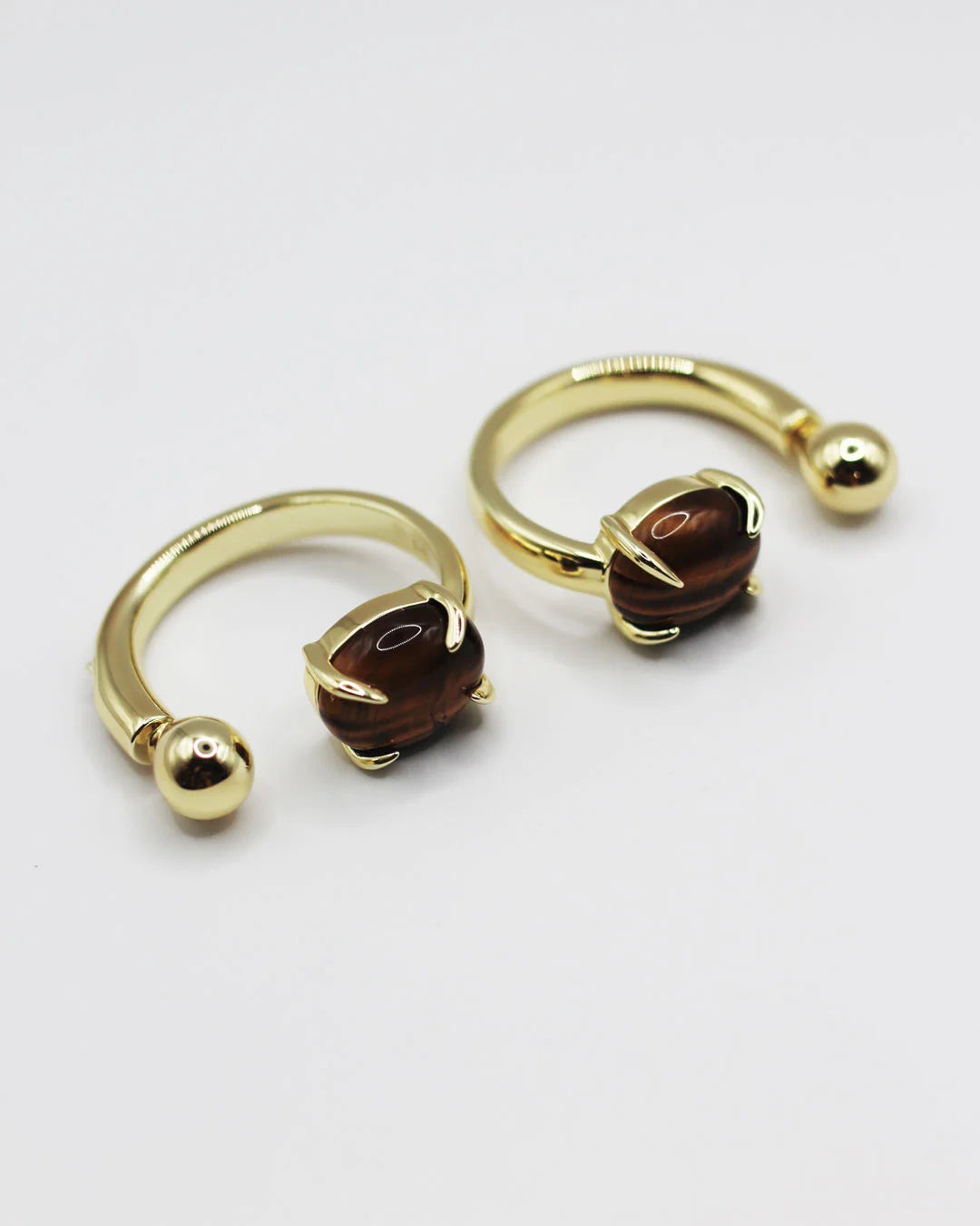 Accord Punk Earrings - 18k Gold + Tigers Eye
