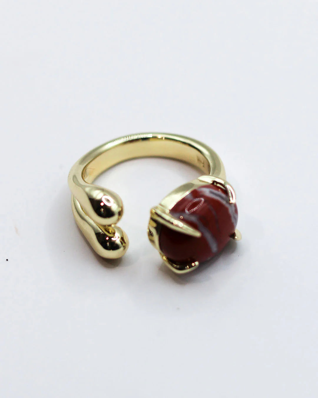 Accord Gemstone Ring - 18k Gold Plating + Red Jasper