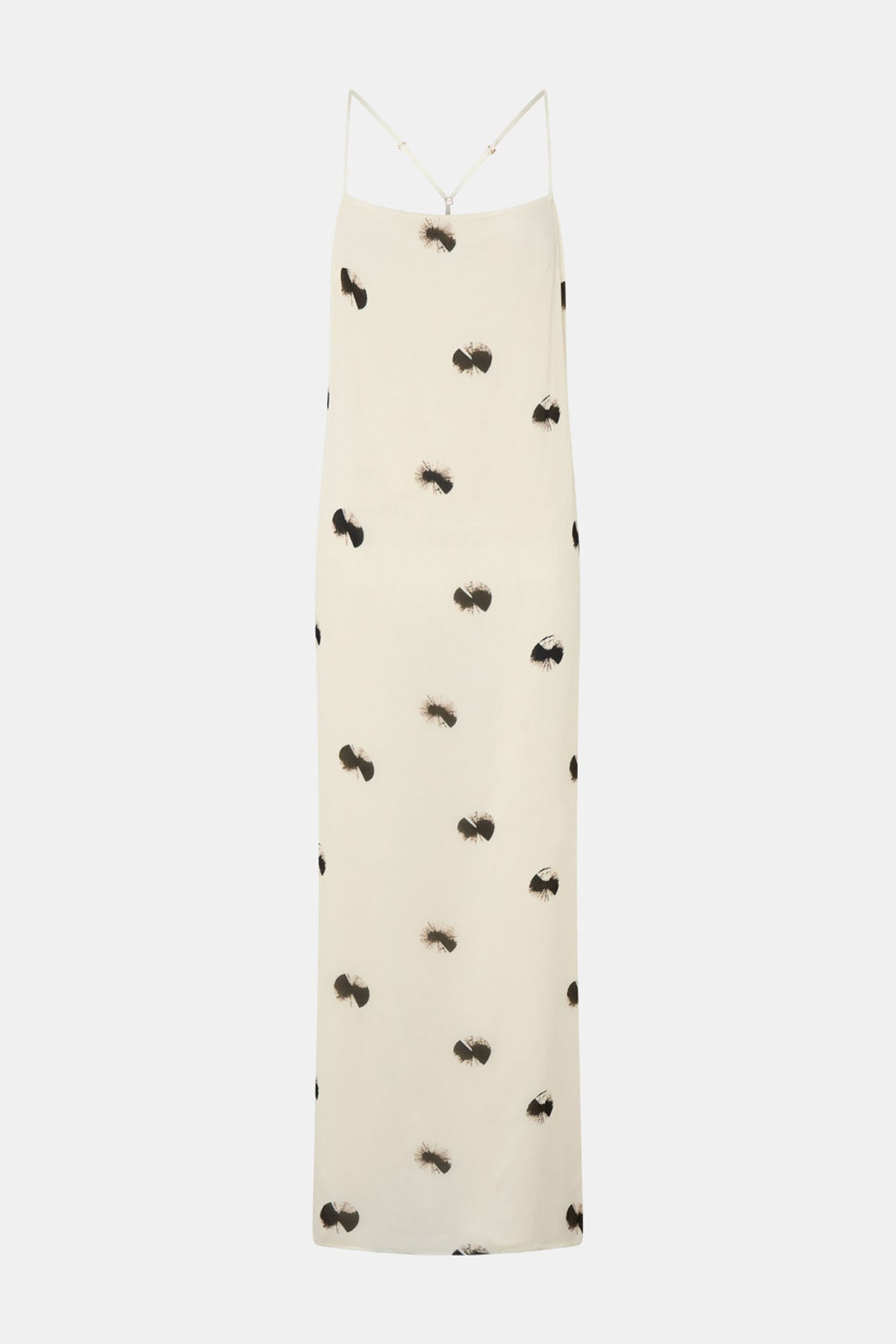 Long, thin white fabric with black butterfly pattern on a white background