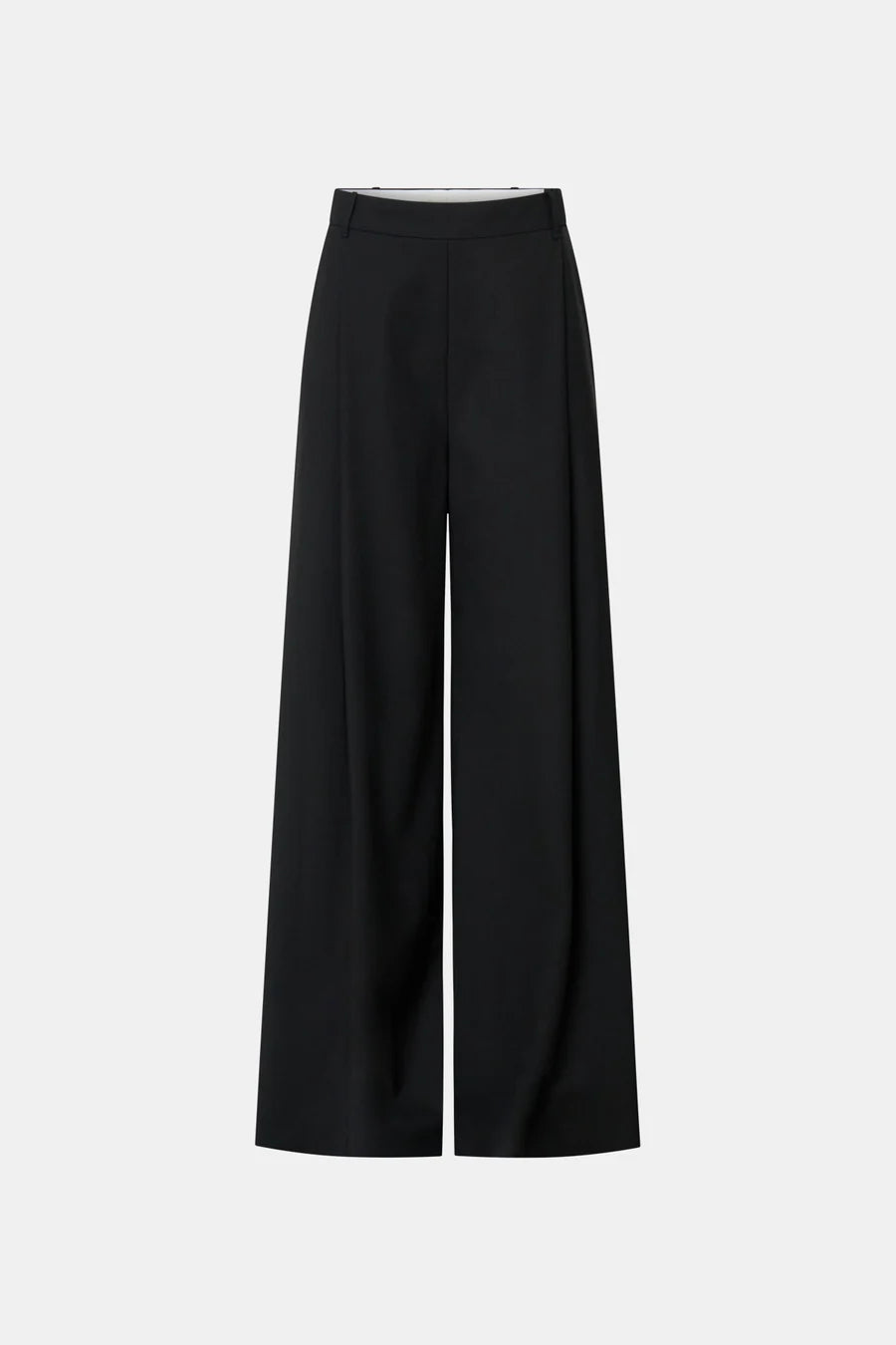 Black wide-leg pants on a white background