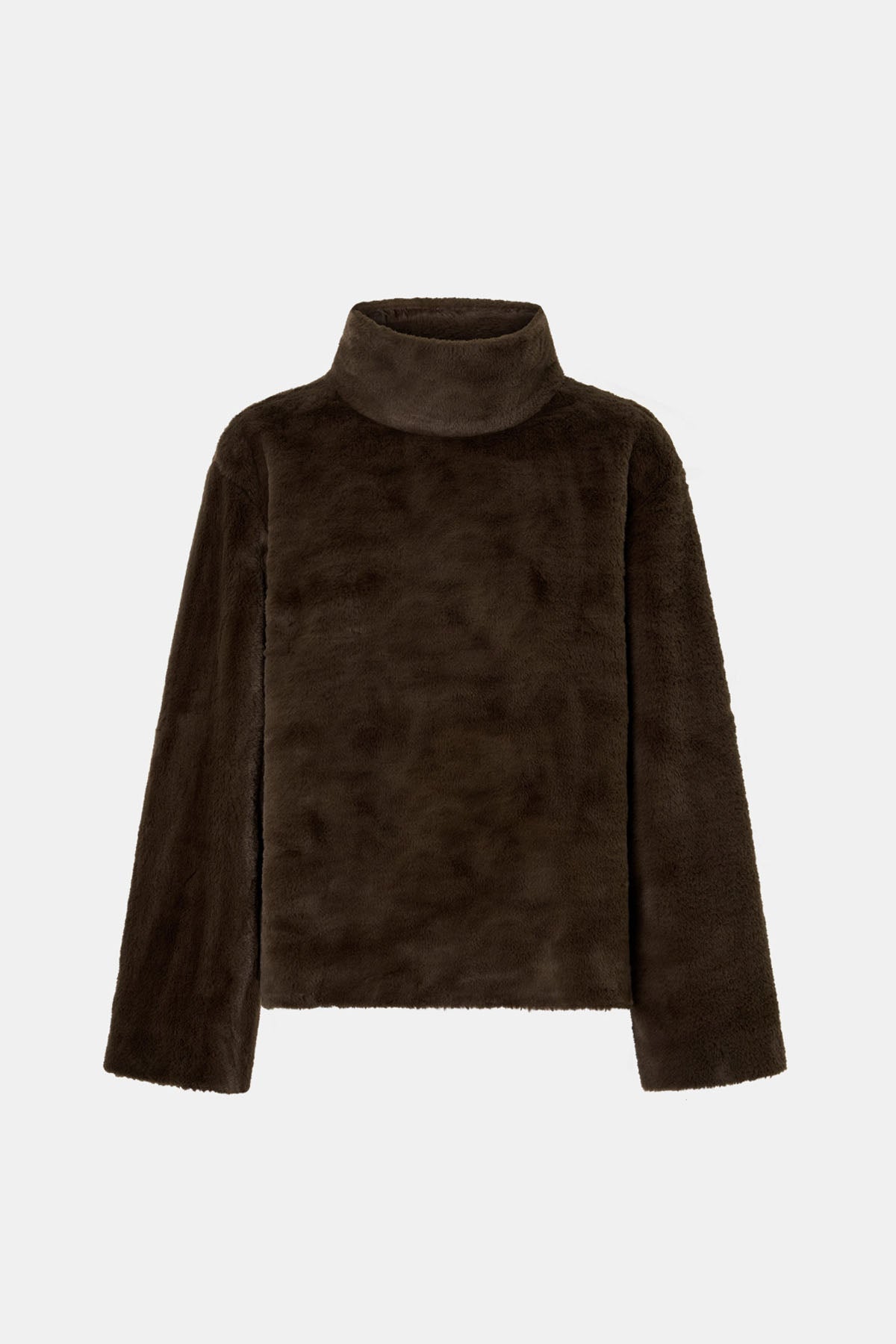 Brown turtleneck sweater on a white background