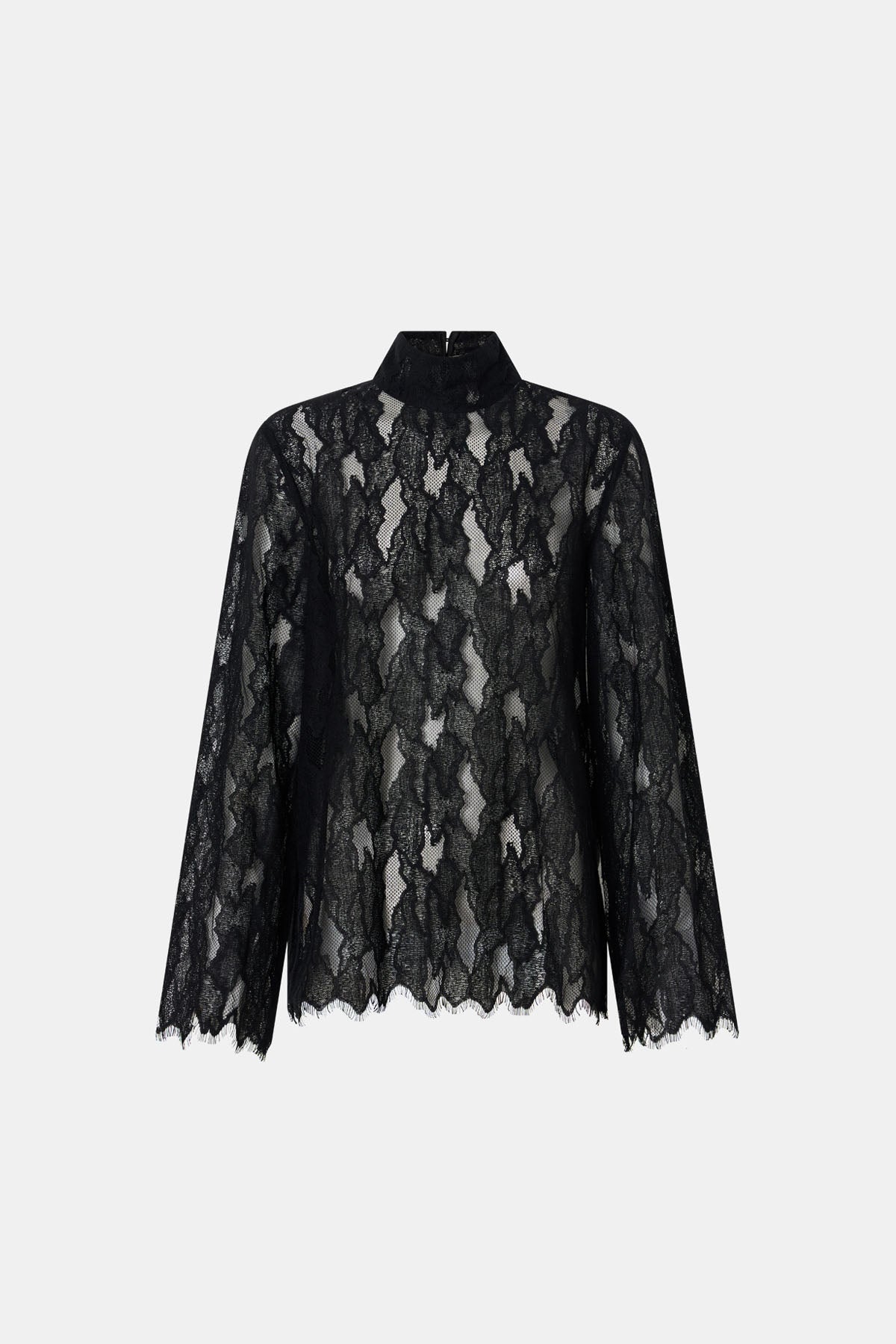 Black lace blouse on a white background