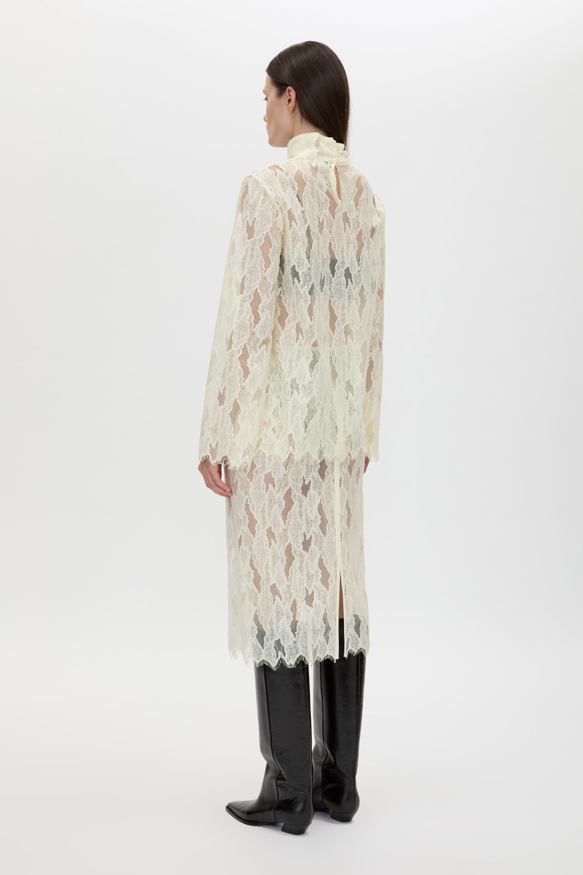 Zemira Long Sleeve Lace Top - Cream