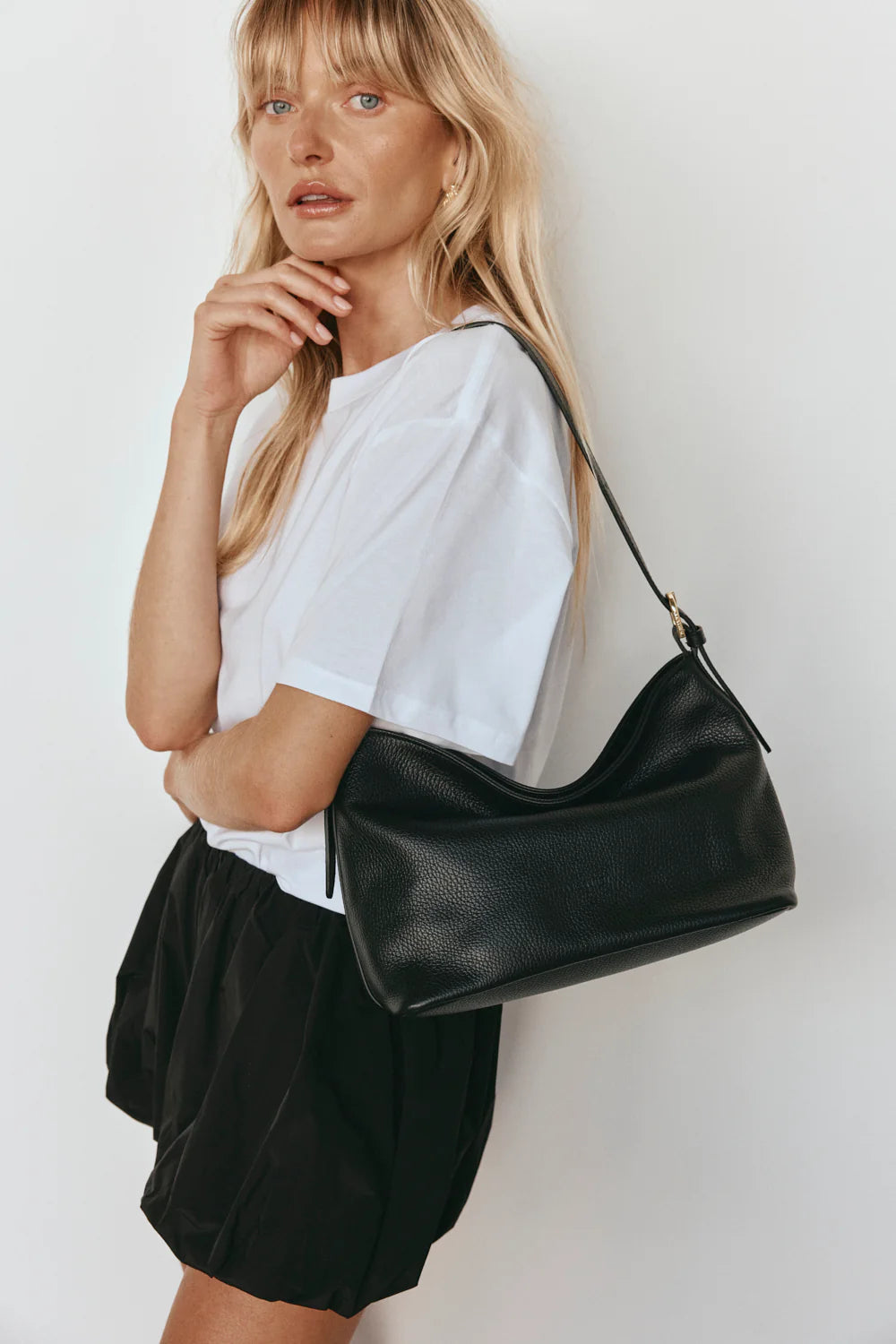 Eden Black Leather Shoulder Bag