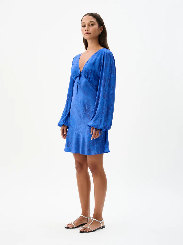 Elena Mini Dress Palm Paradiso Bleu
