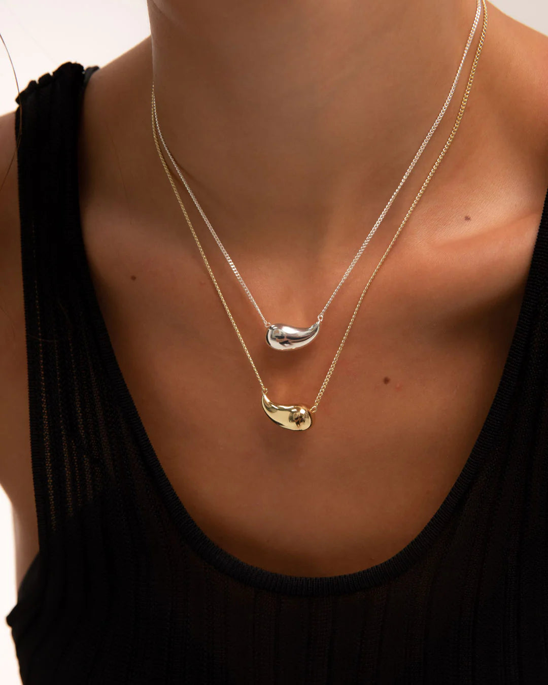 Raindrop Necklace - Brass +18k Gold