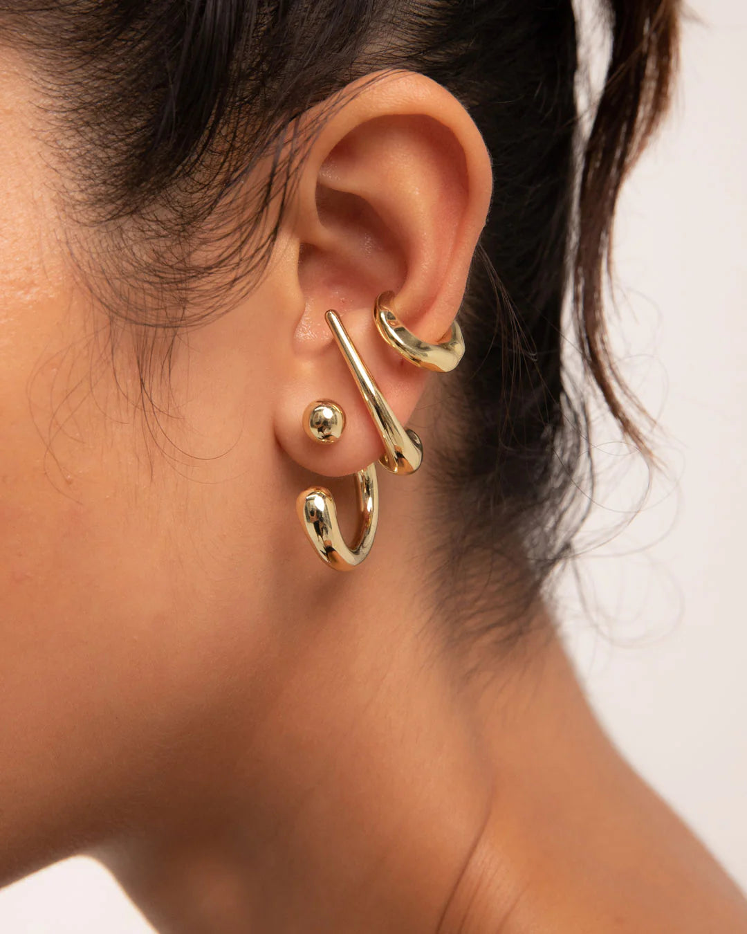Reversed Hoops - Brass + Sterling SIlver