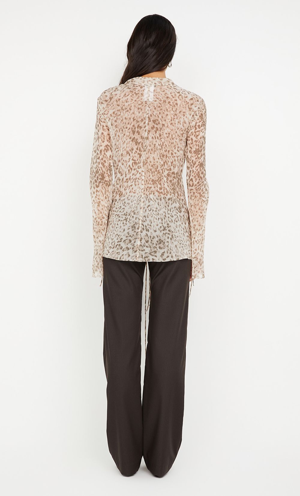 Feline Tie Blouse - Faded Leopard