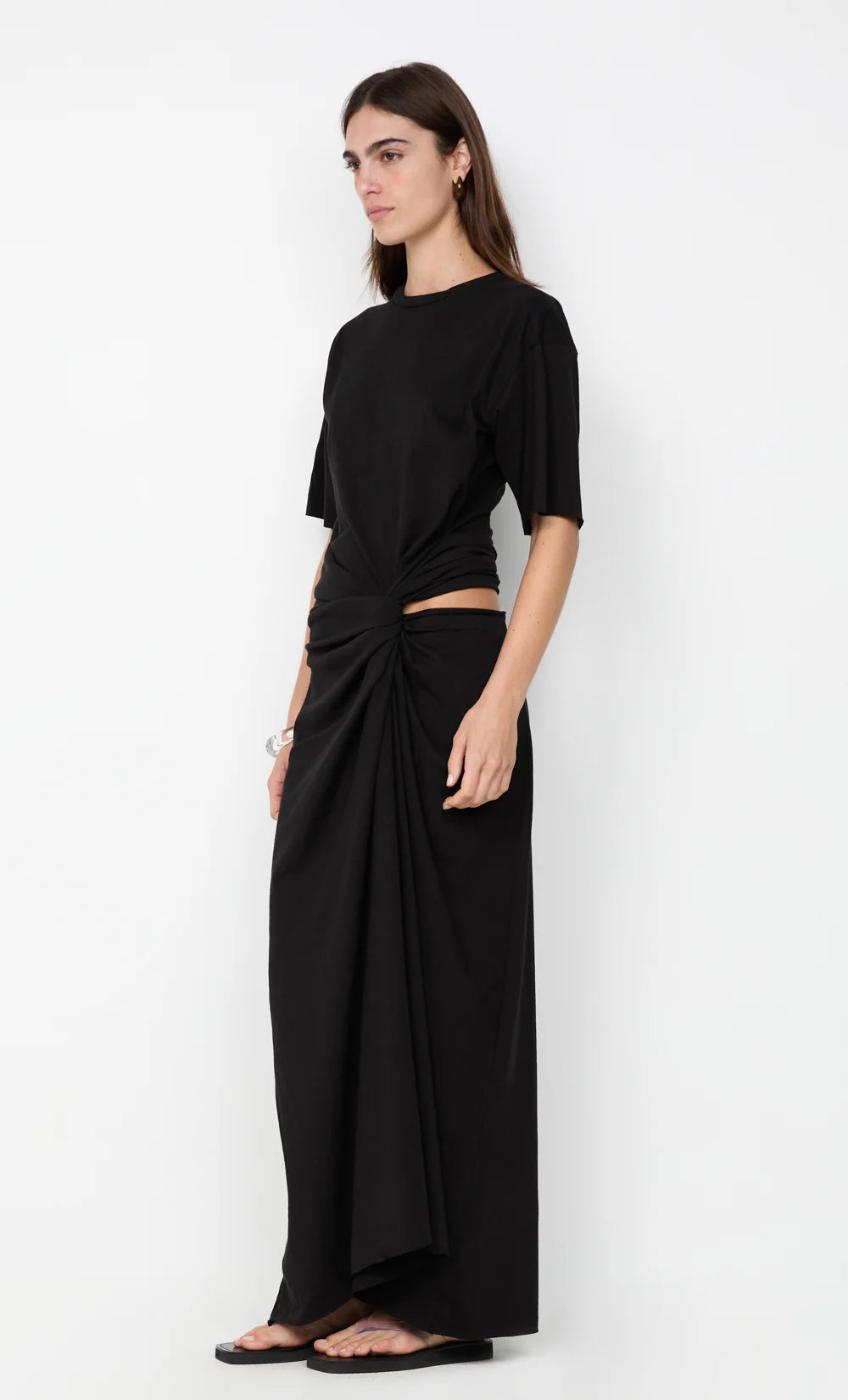 Cyprus Twist Tee Dress - Black