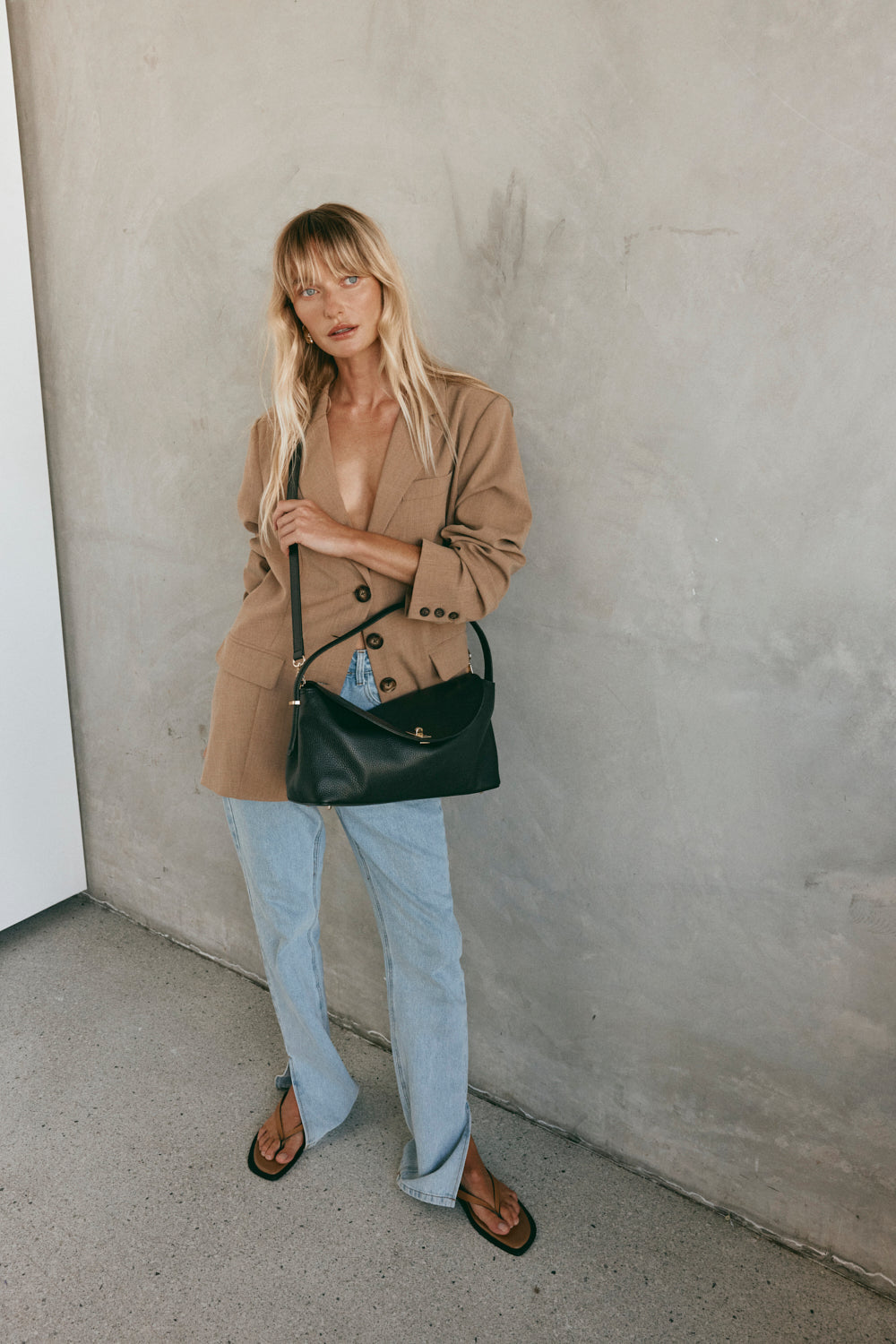 Sloane Large Black Leather Crossbody