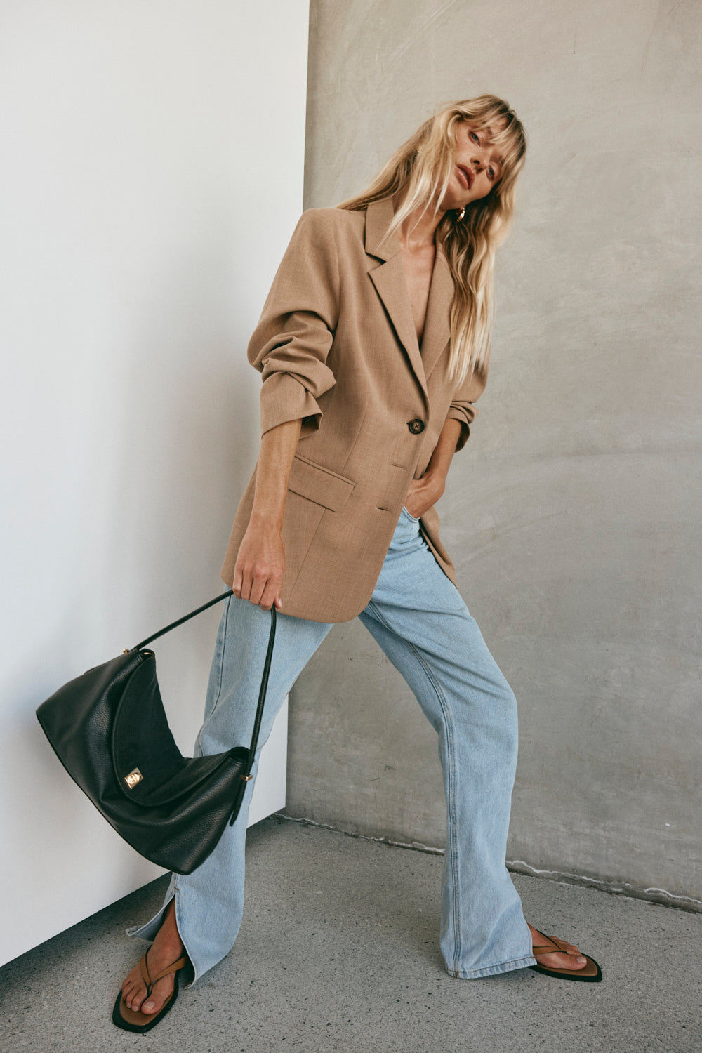 Sloane Large Black Leather Crossbody