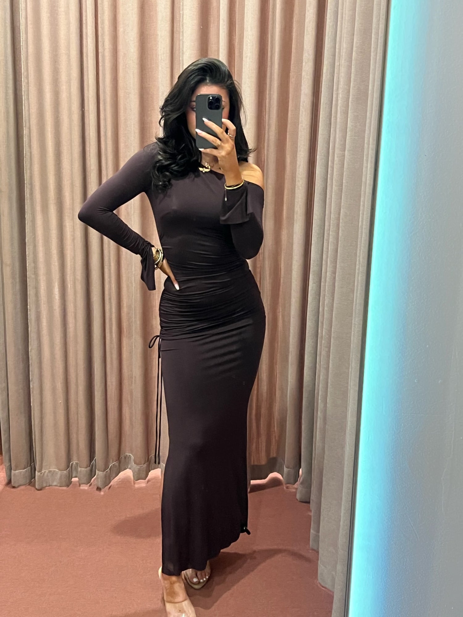 Elissa Long Sleeve Dress - Aubergine