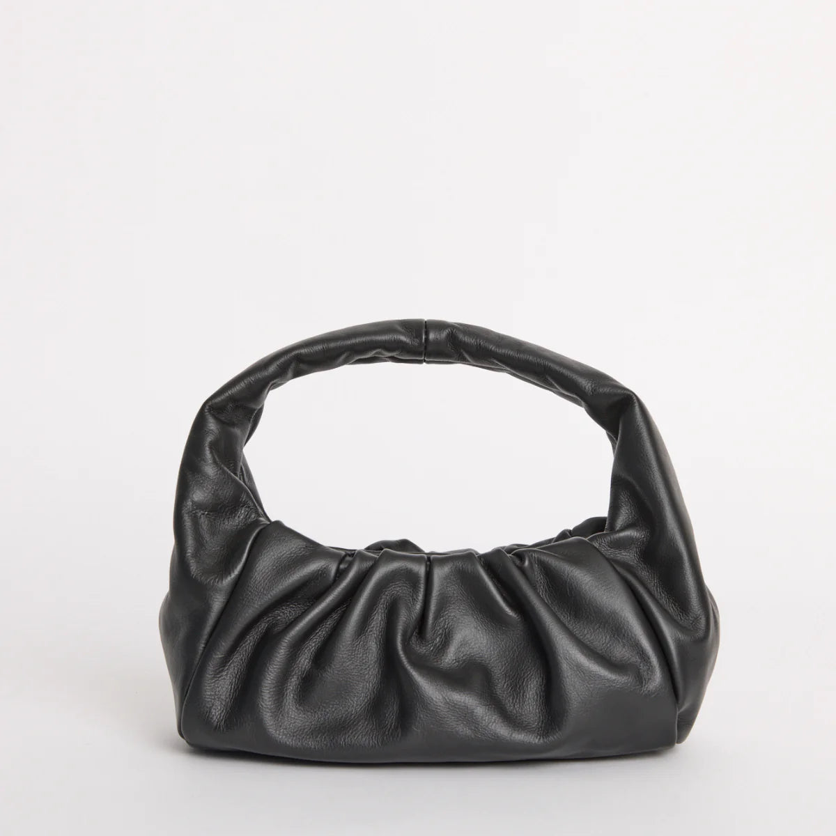 Luna Rouched Crescent Bag - Black
