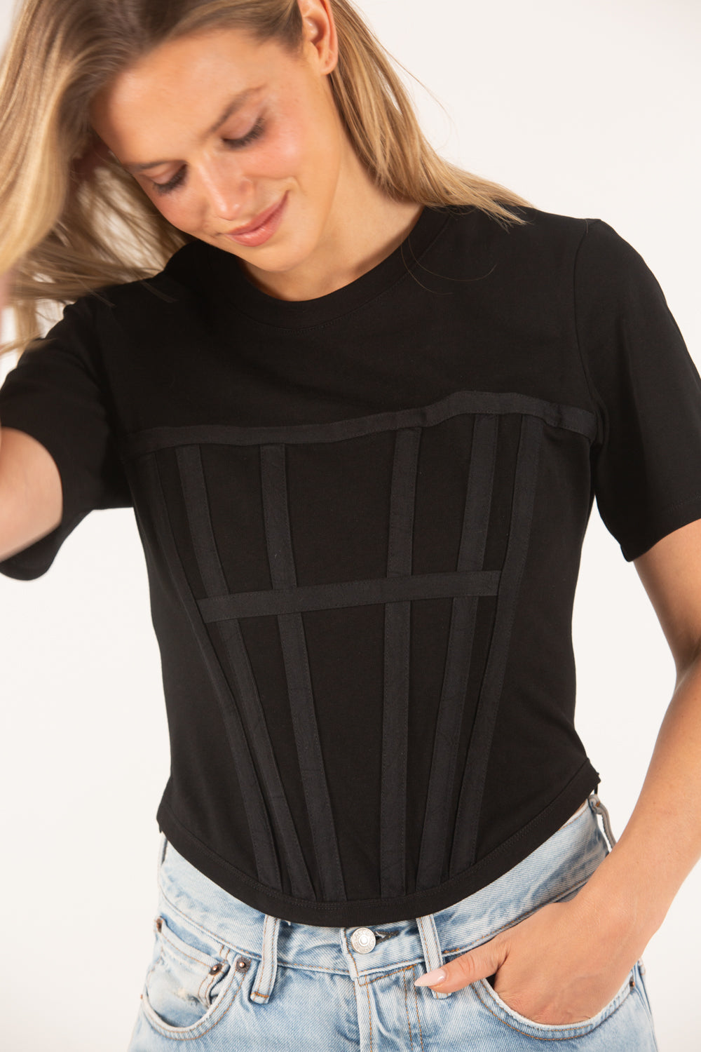Vogue Corset Tee - Black