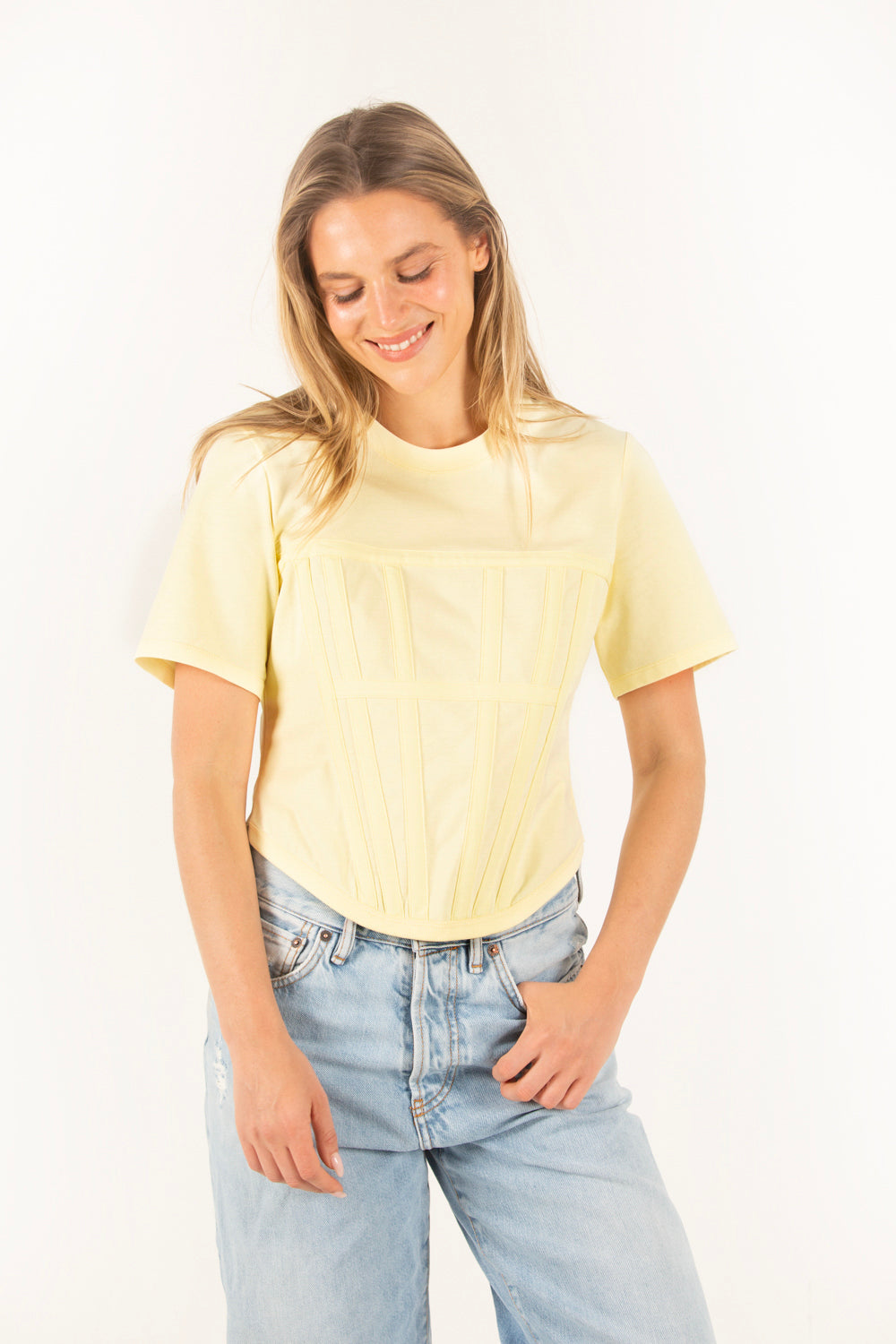 Vogue Corset Tee - Lemon
