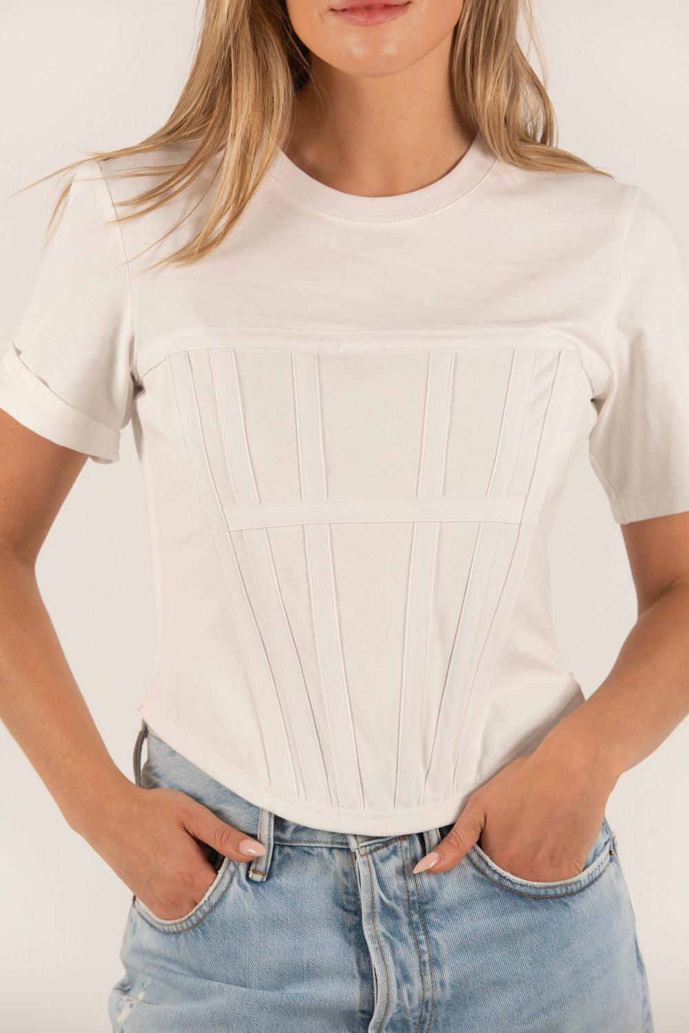 Vogue Corset Tee - White