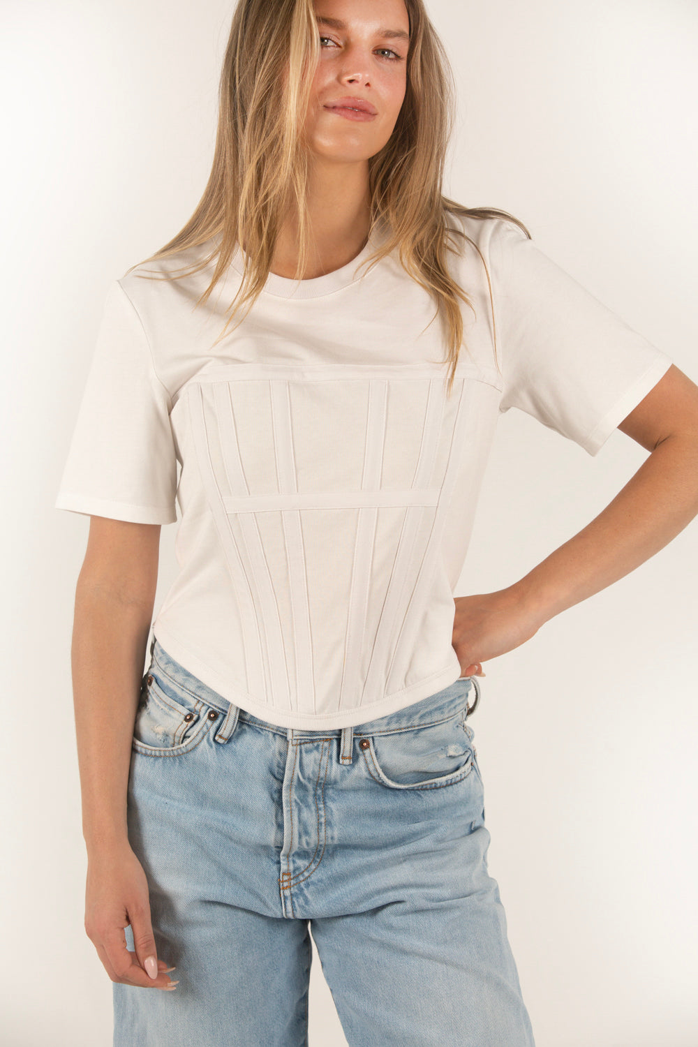 Vogue Corset Tee - White