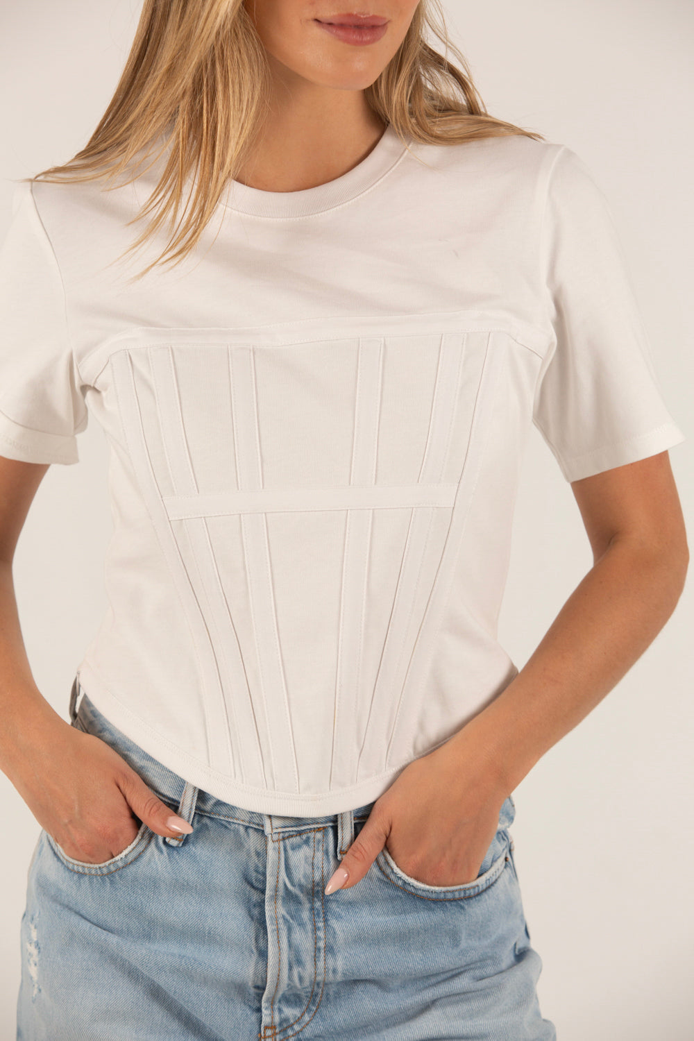 Vogue Corset Tee - White
