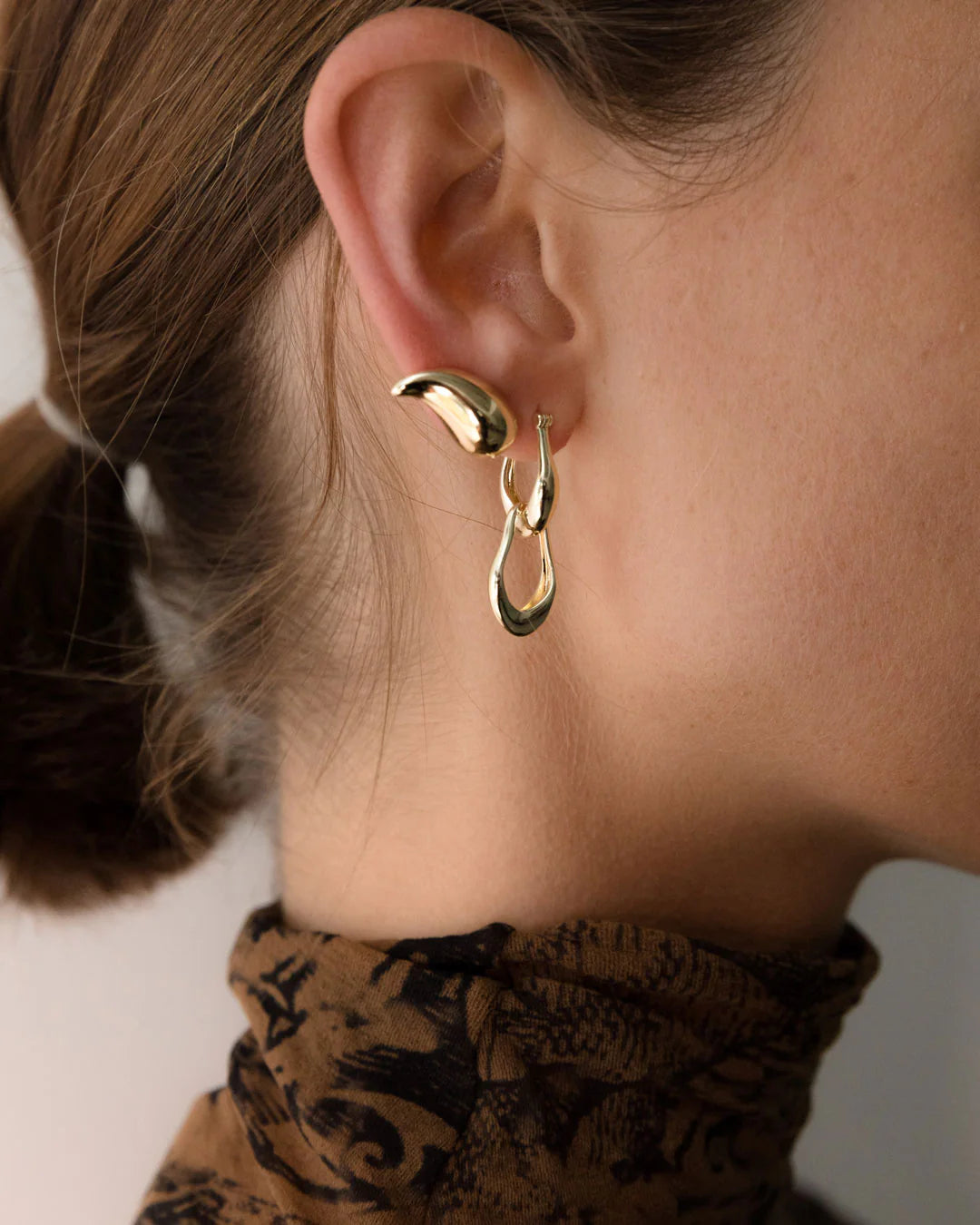 Mini Organic Link Earrings - Solid Sterling Silver