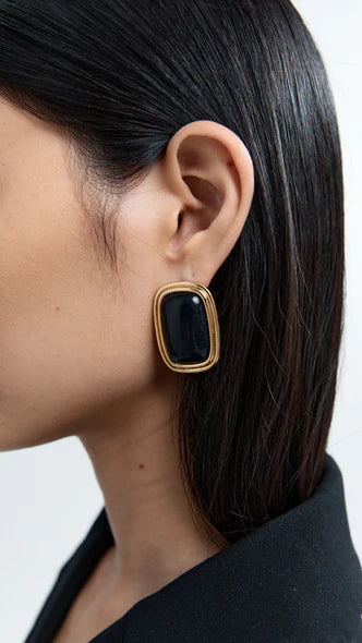 Ribbon Earrings - Black/Gold