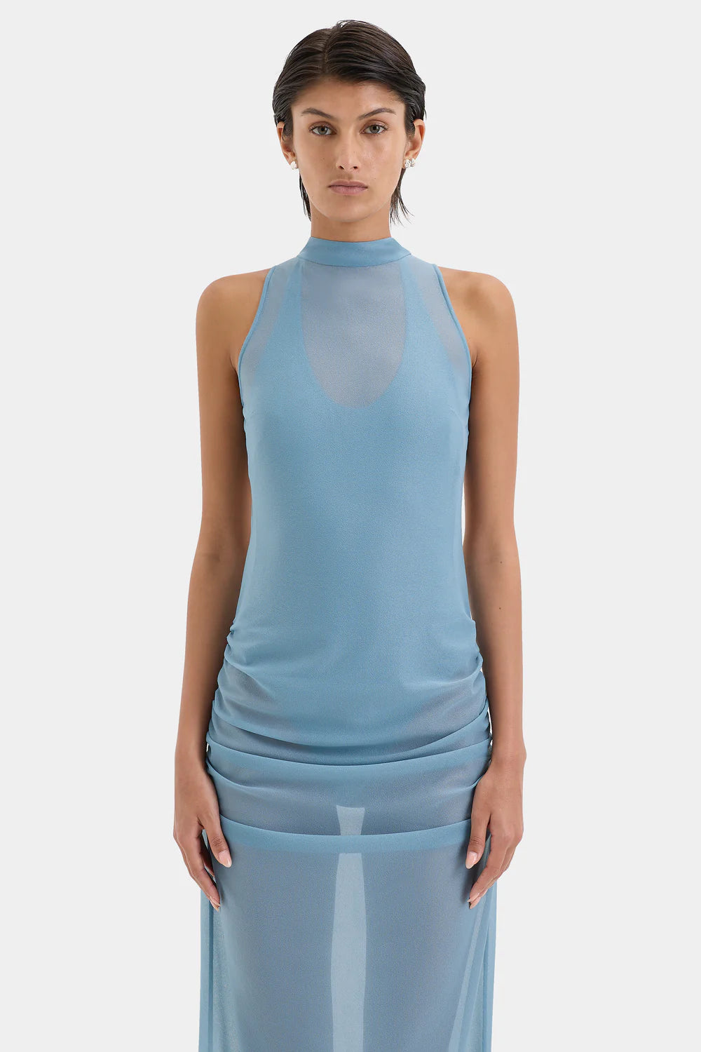 Ruby Open Back Gown - Aqua