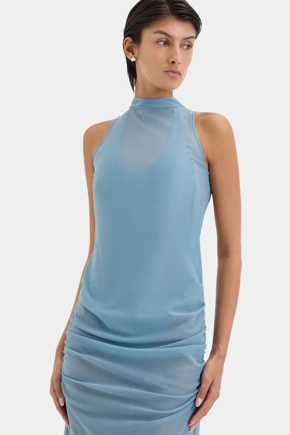 Ruby Open Back Gown - Aqua