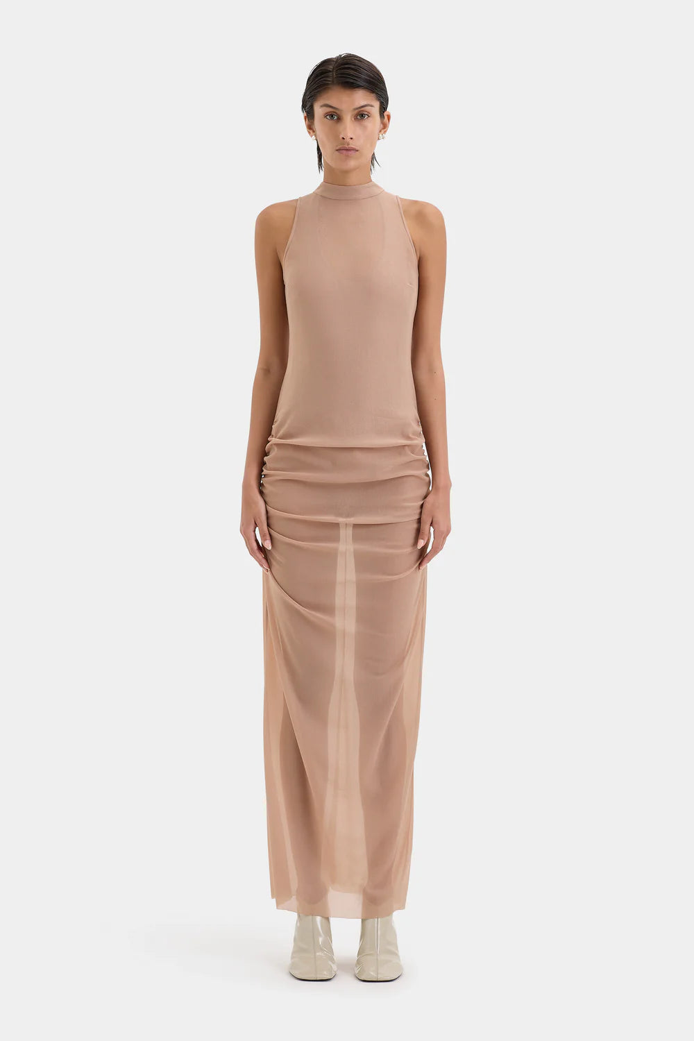 Ruby Open Back Gown - Light Tan