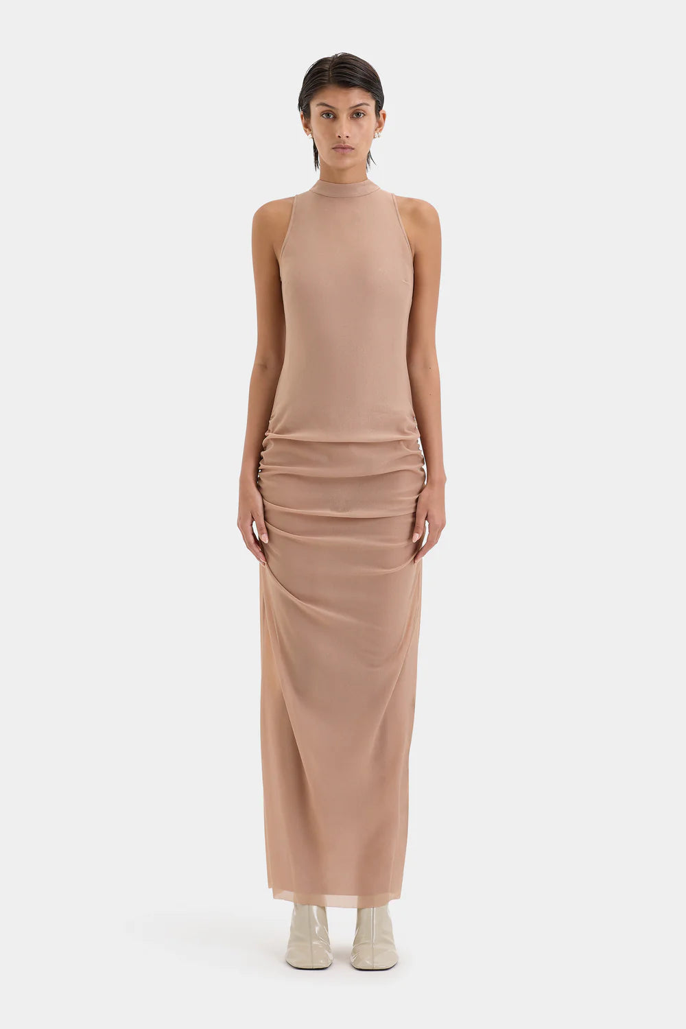 Ruby Open Back Gown - Light Tan