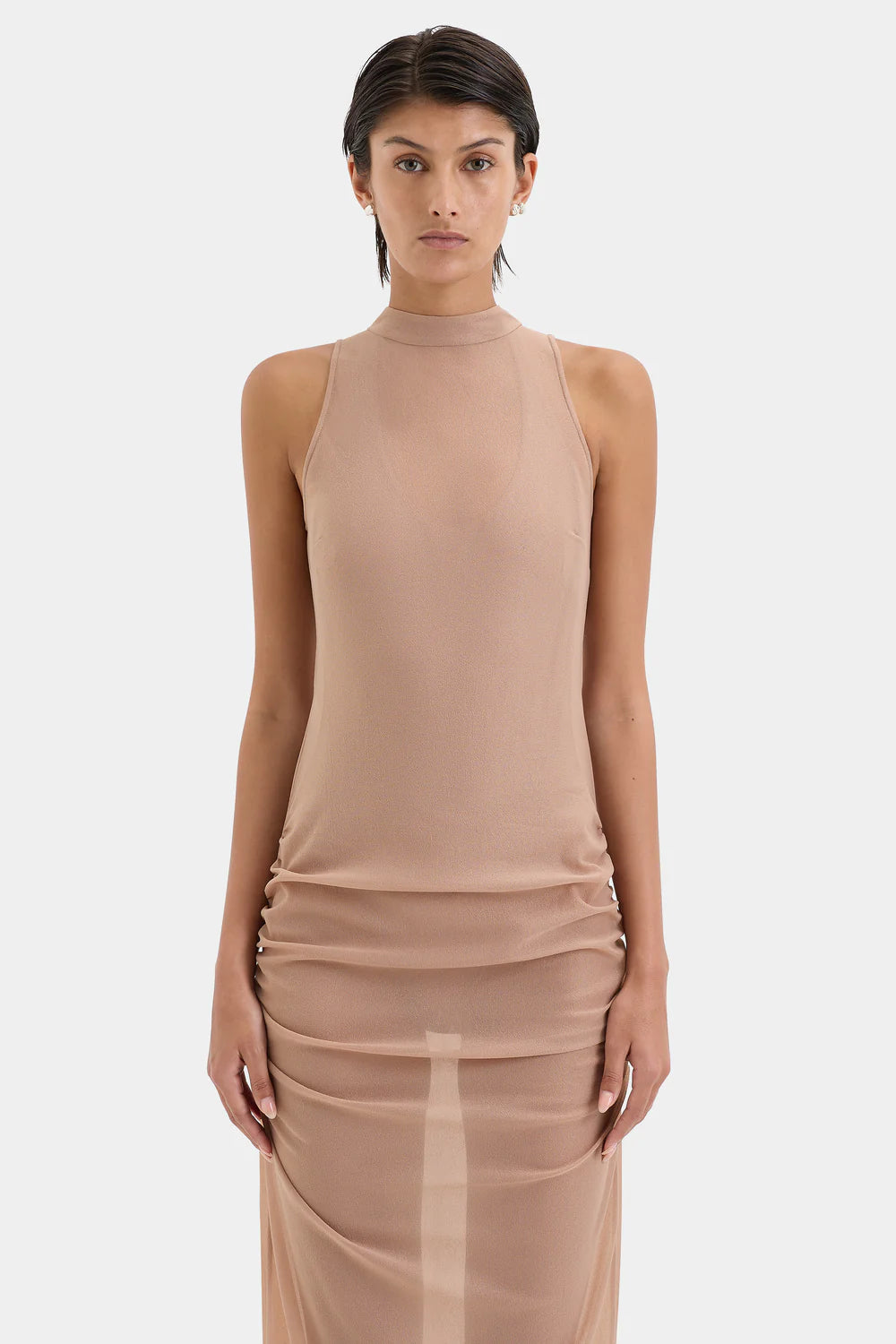 Ruby Open Back Gown - Light Tan