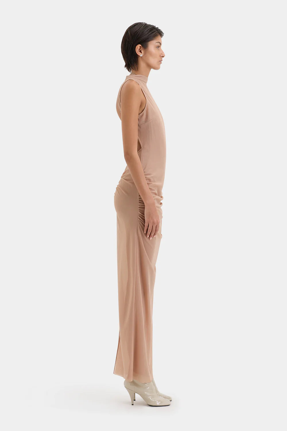 Ruby Open Back Gown - Light Tan