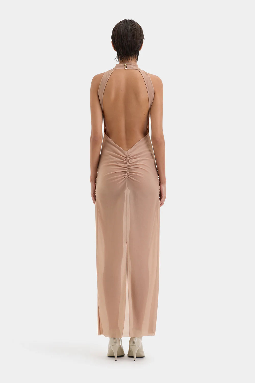 Ruby Open Back Gown - Light Tan