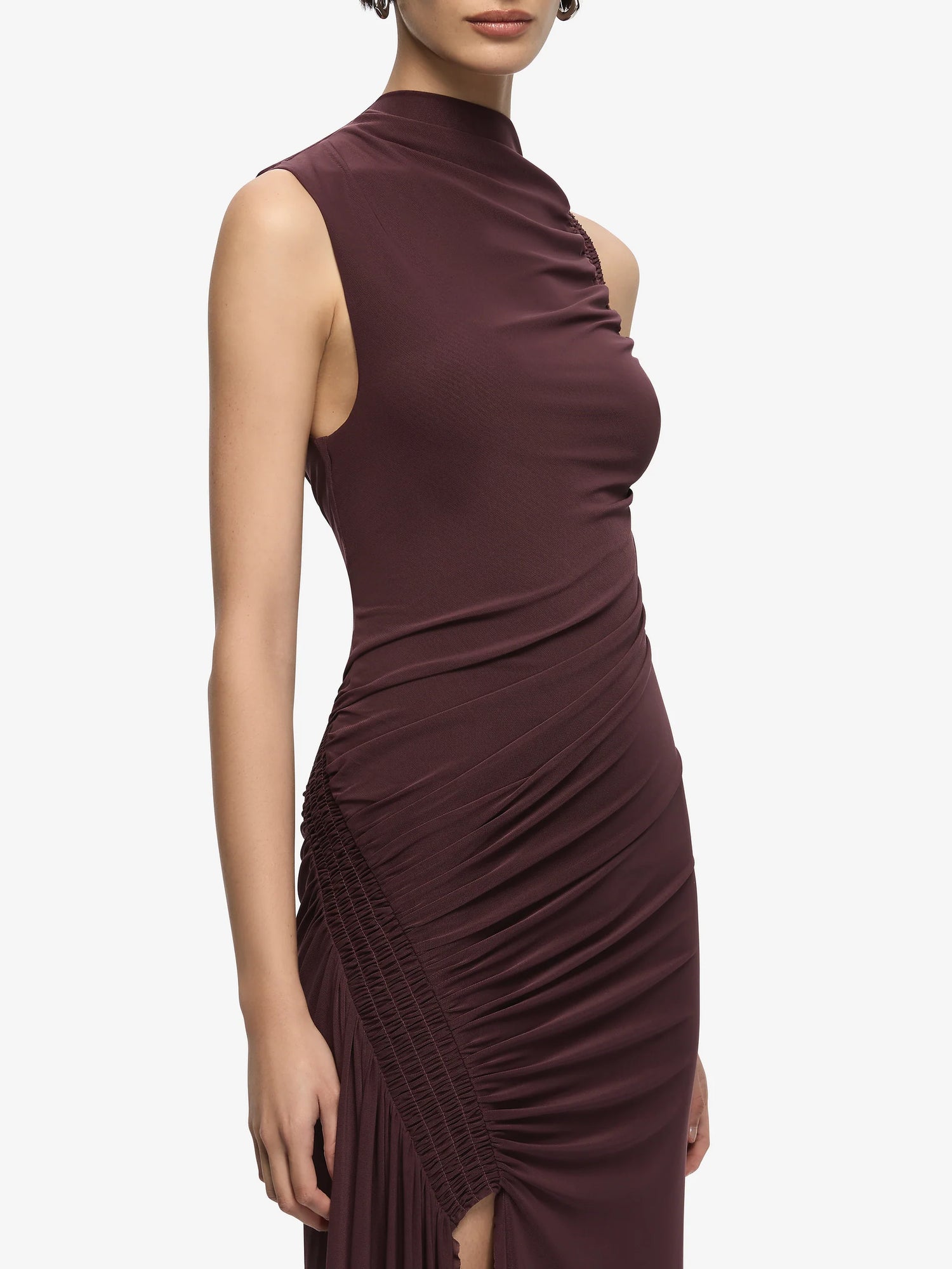 Marabou Maxi Dress - Aubergine