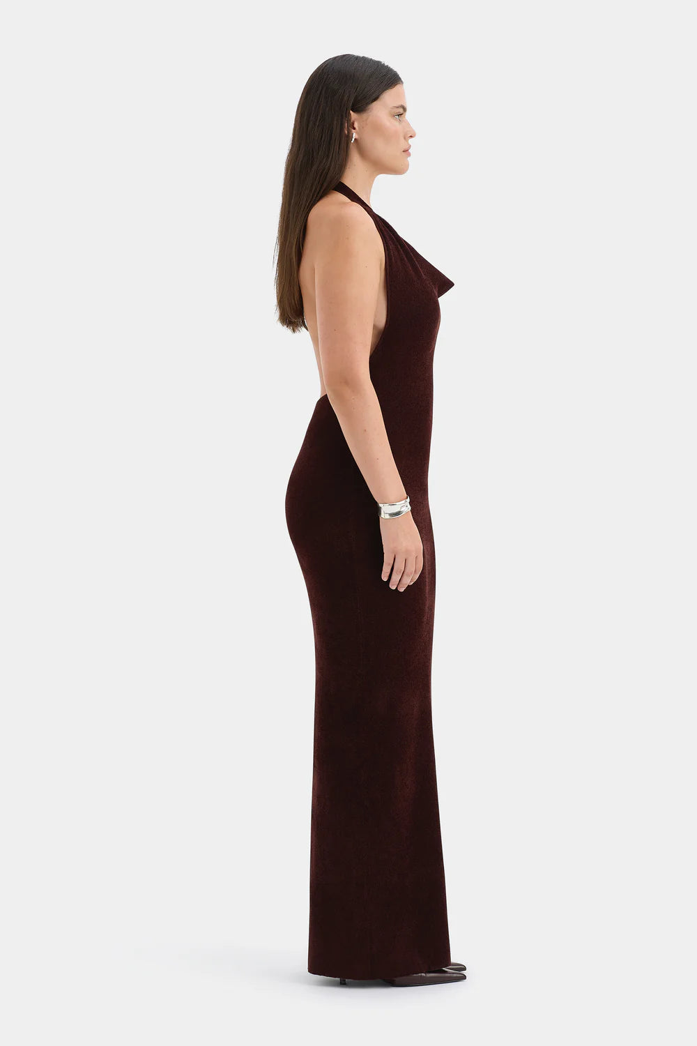 Violetta Drape Midi Dress - Plum
