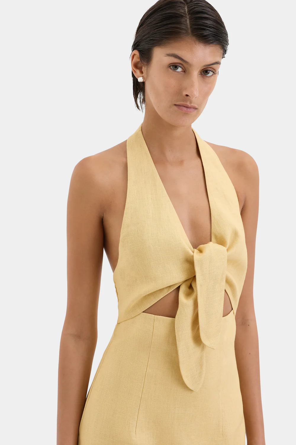 Carlotta Tie Midi Dress - Raffia