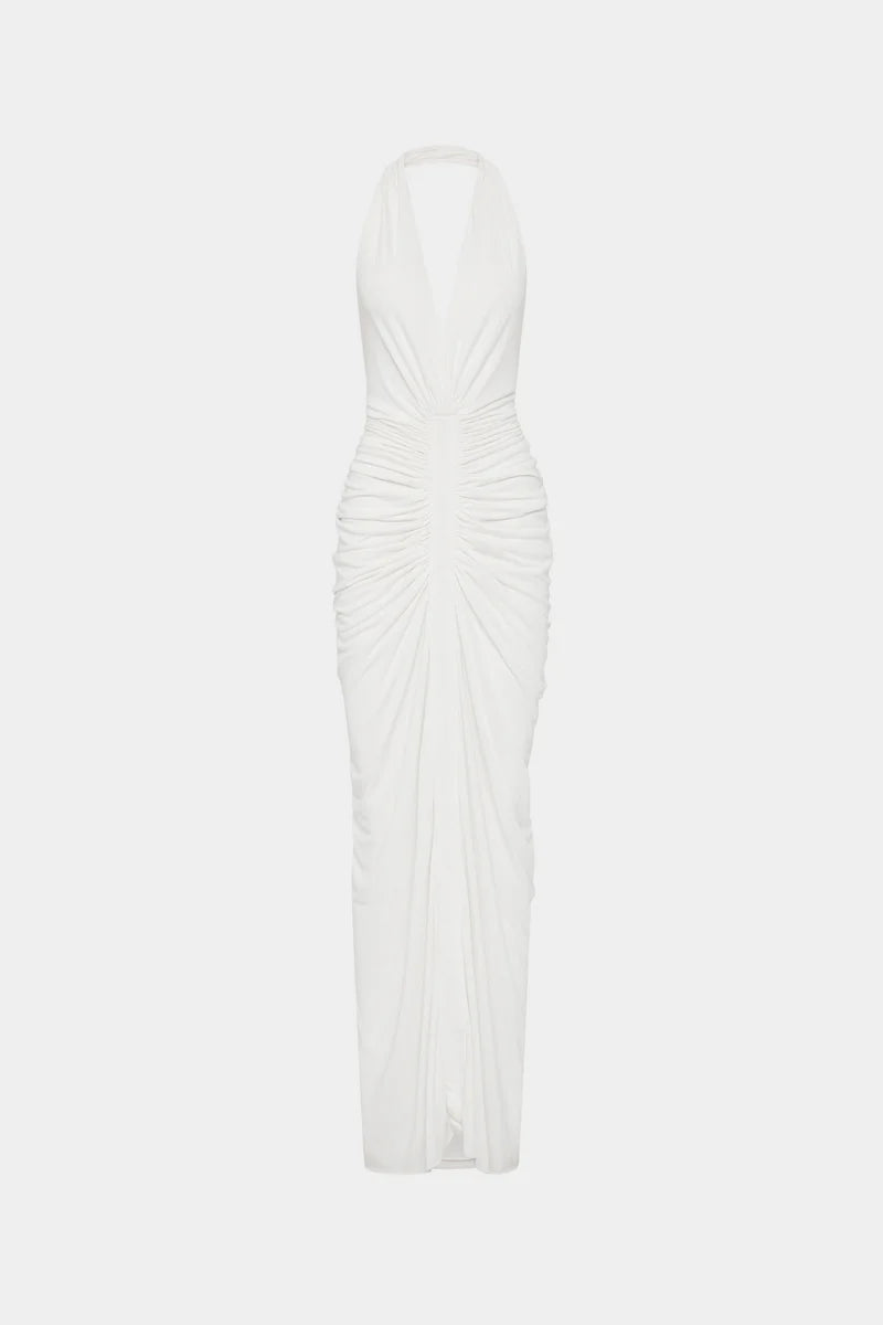 The Venus Gathered Cupro Dress - Ivory