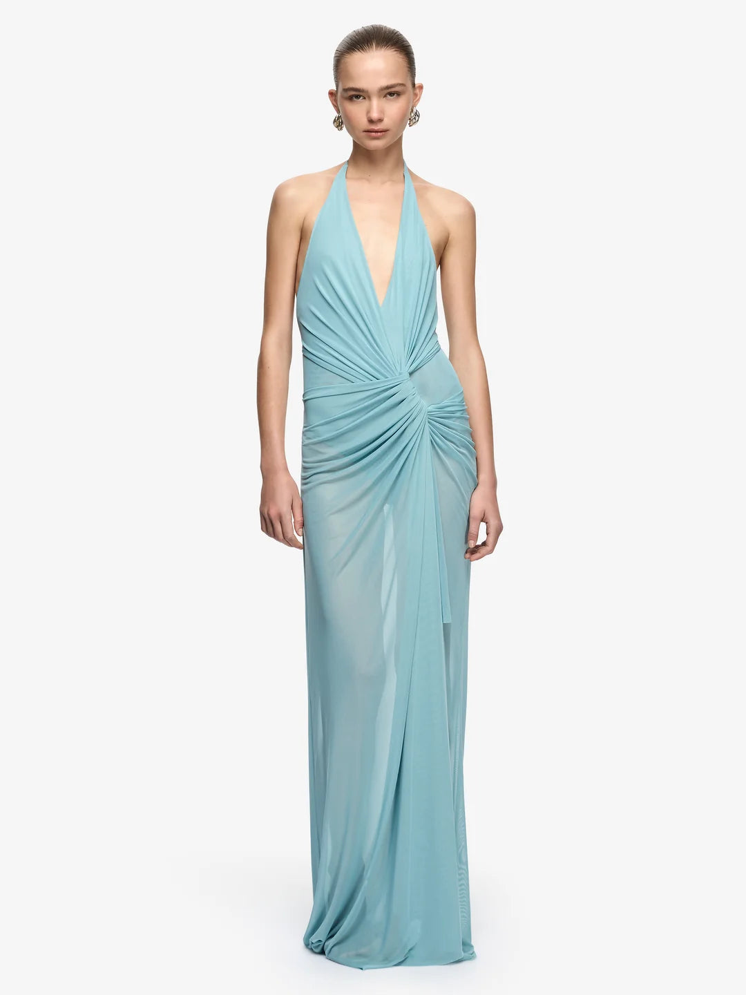 Xanthi V Neck Maxi Dress - Bermuda Blue