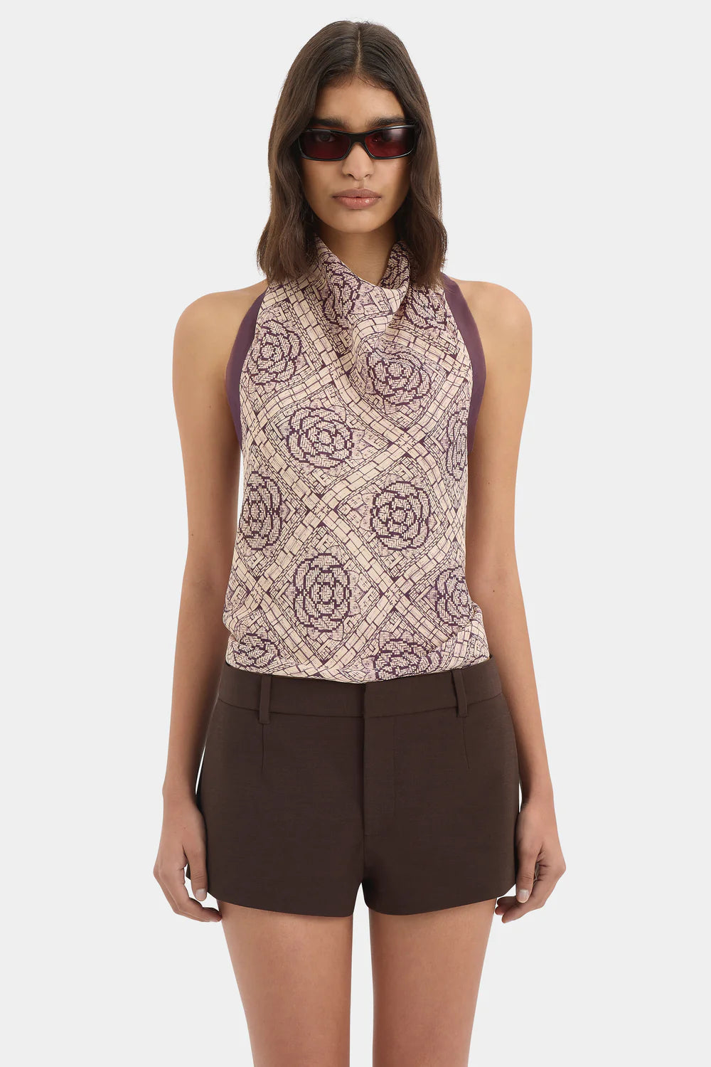 Mireli Halter Tie Top - Rose Parquet