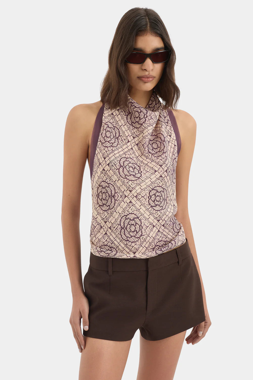 Mireli Halter Tie Top - Rose Parquet