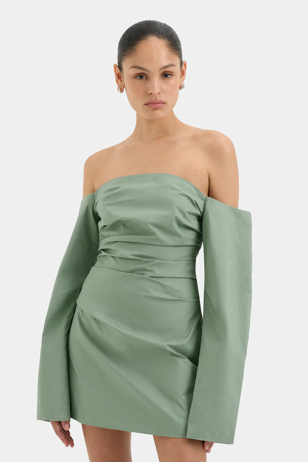sir mini dress - Martina Sleeved - Sage Size:S (MADE-TO-ORDER) Long sleeves maxi_linen_dress Odd Muse The Ultimate