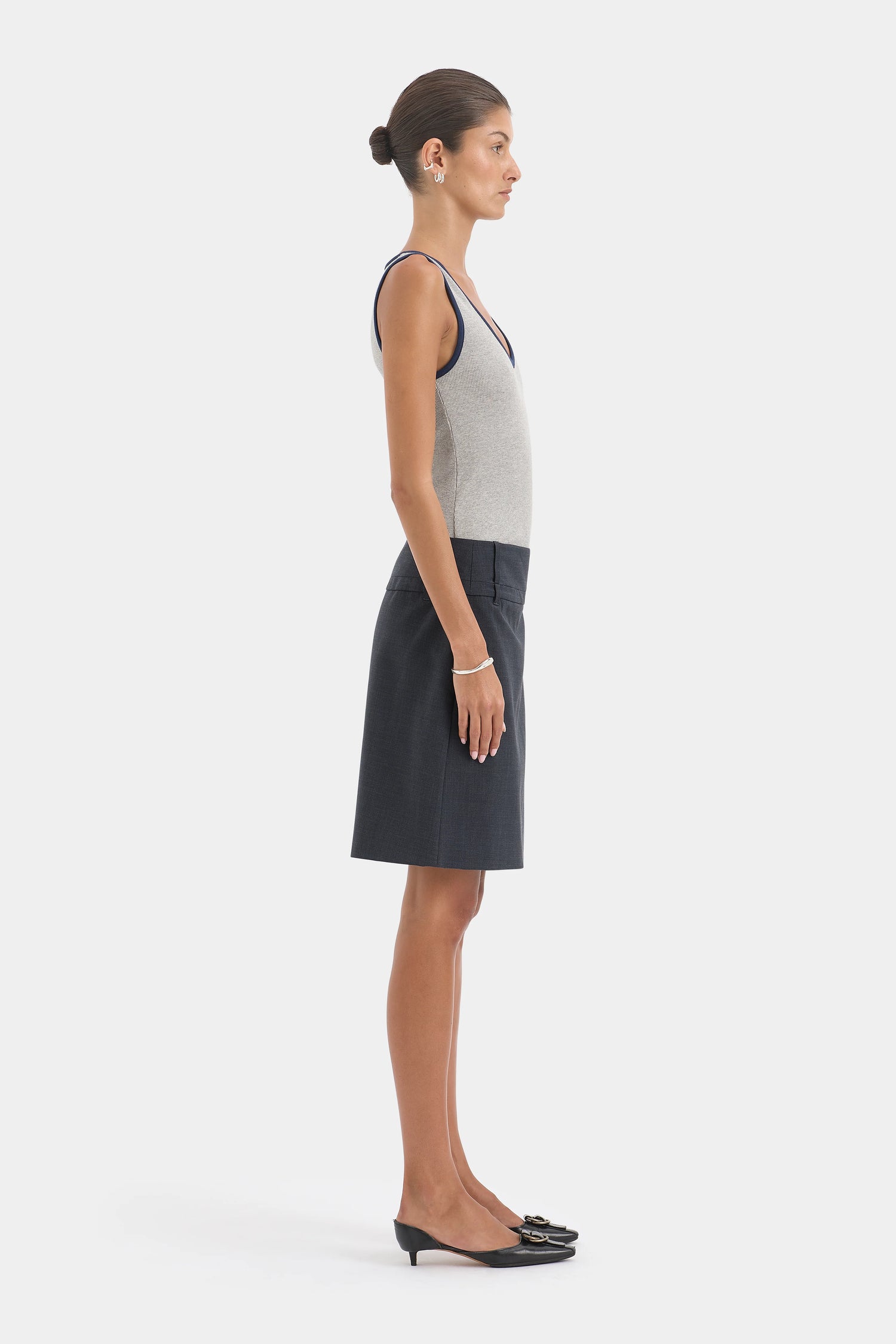 Yes SIR Ribbed Tank - Grey Marle
