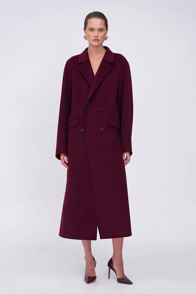 Bowie Brushed Coat - Bordeaux