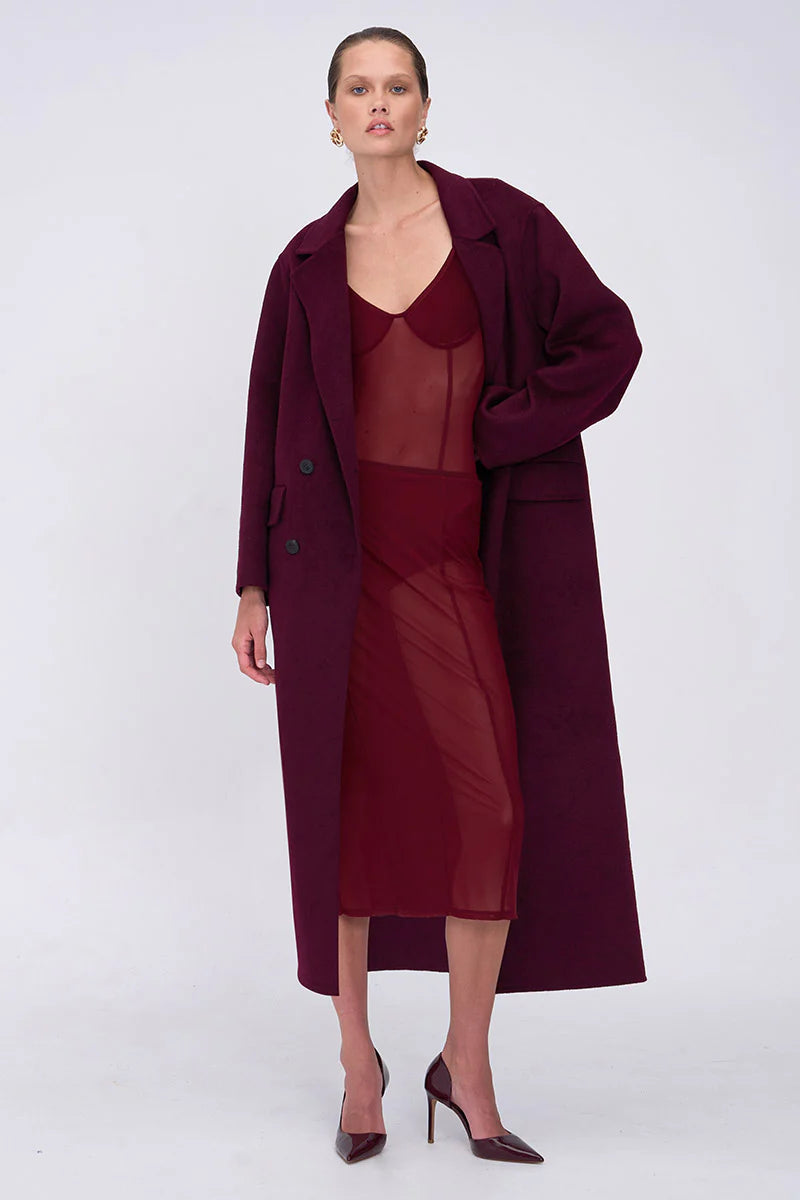 Bowie Brushed Coat - Bordeaux